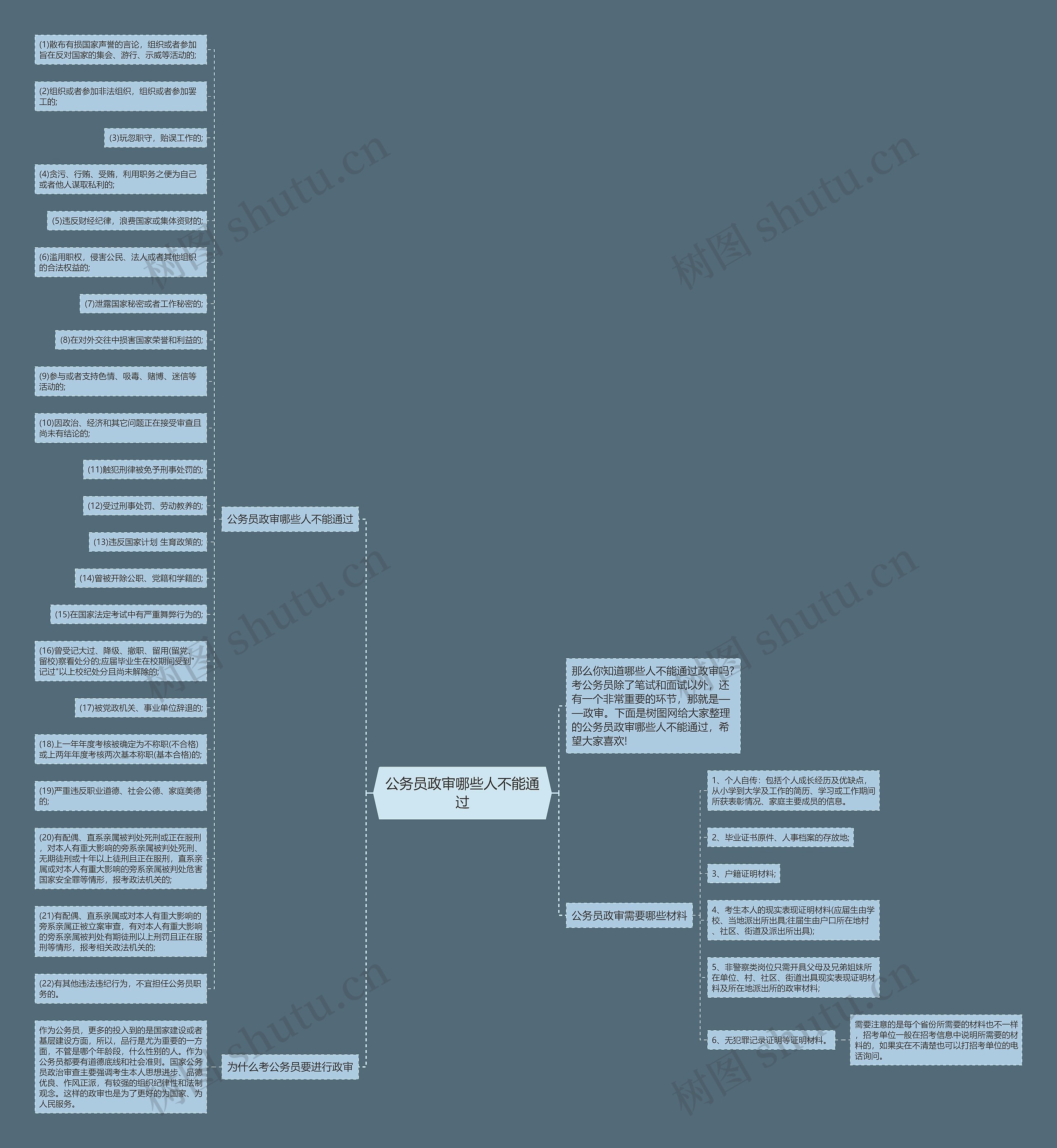 公务员政审哪些人不能通过思维导图