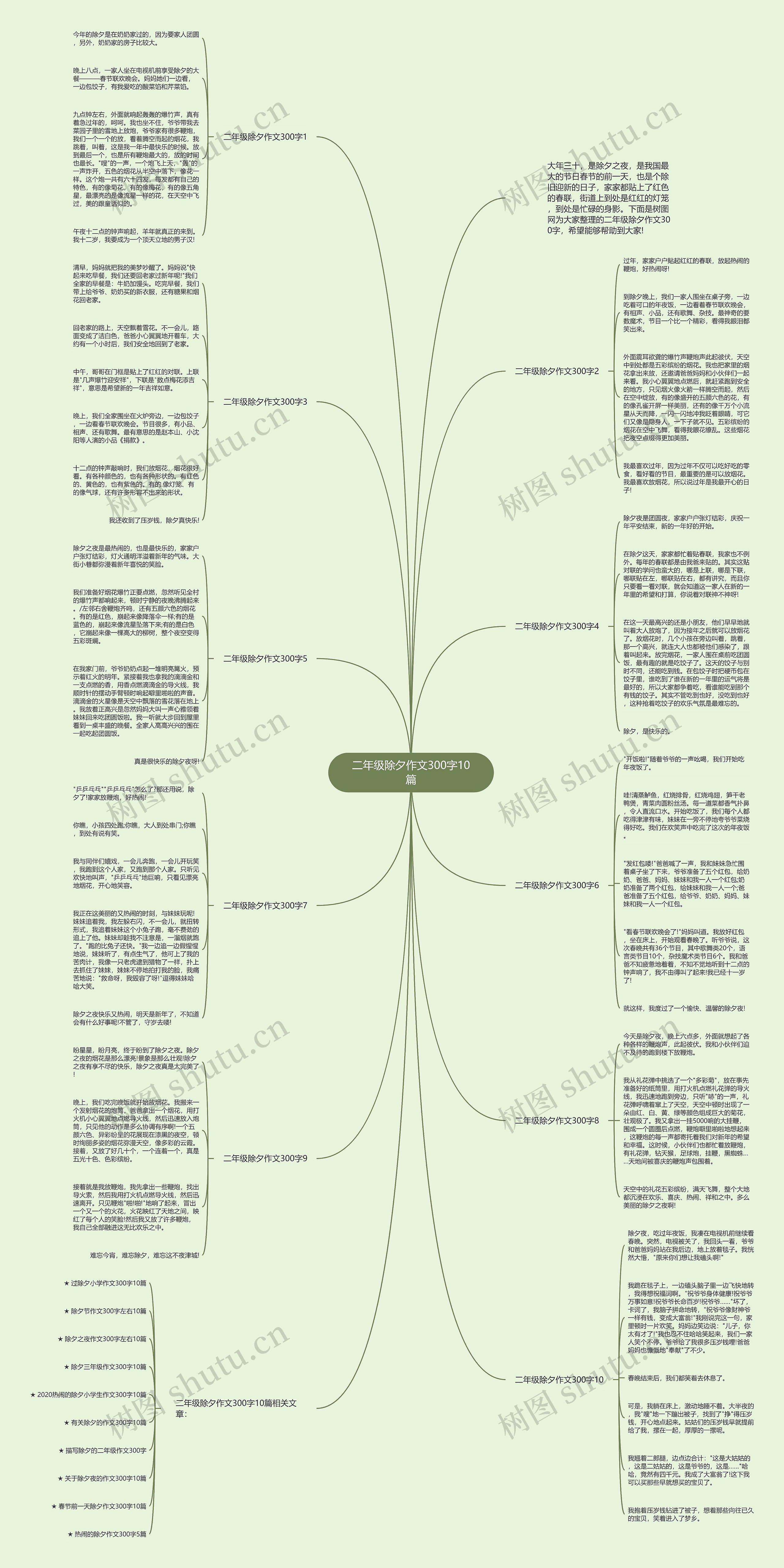 二年级除夕作文300字10篇思维导图