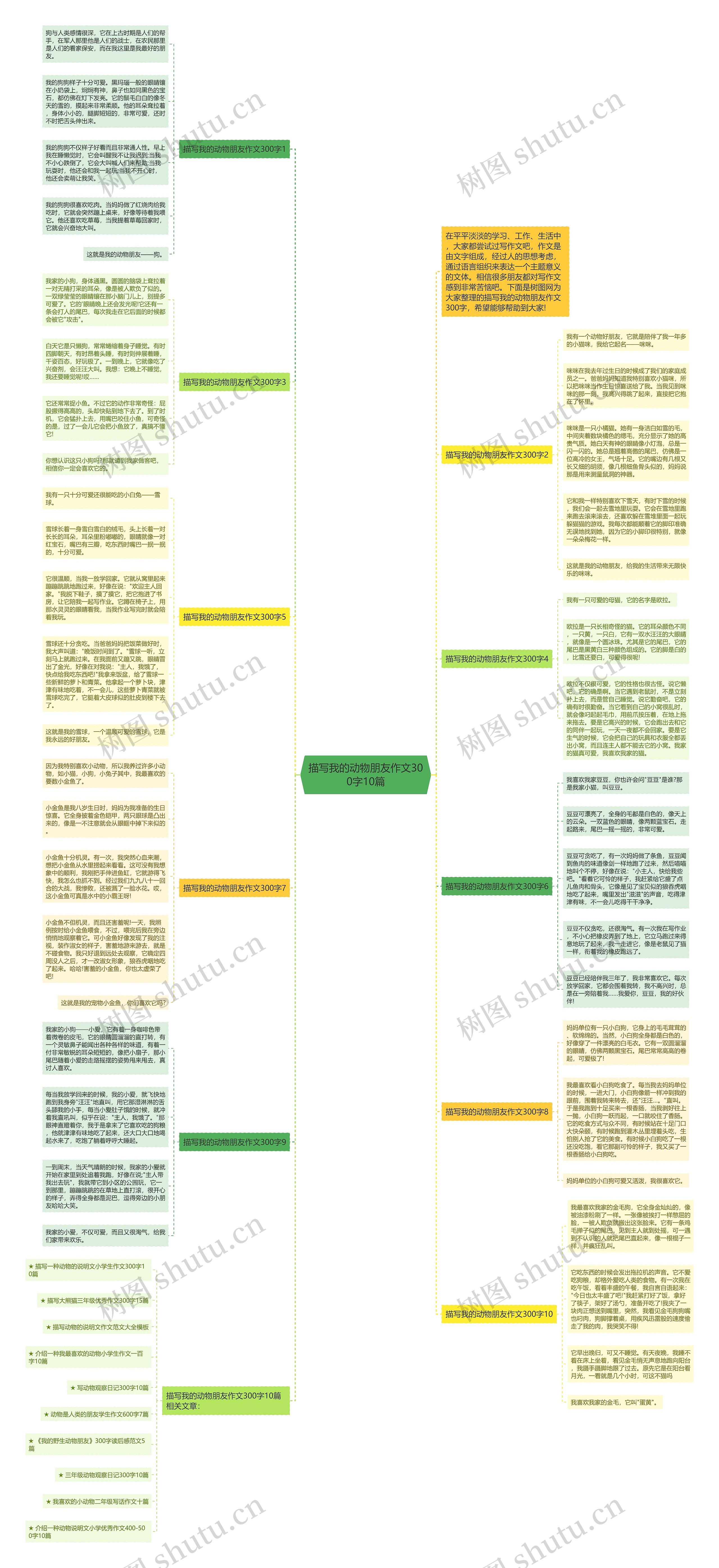 描写我的动物朋友作文300字10篇思维导图