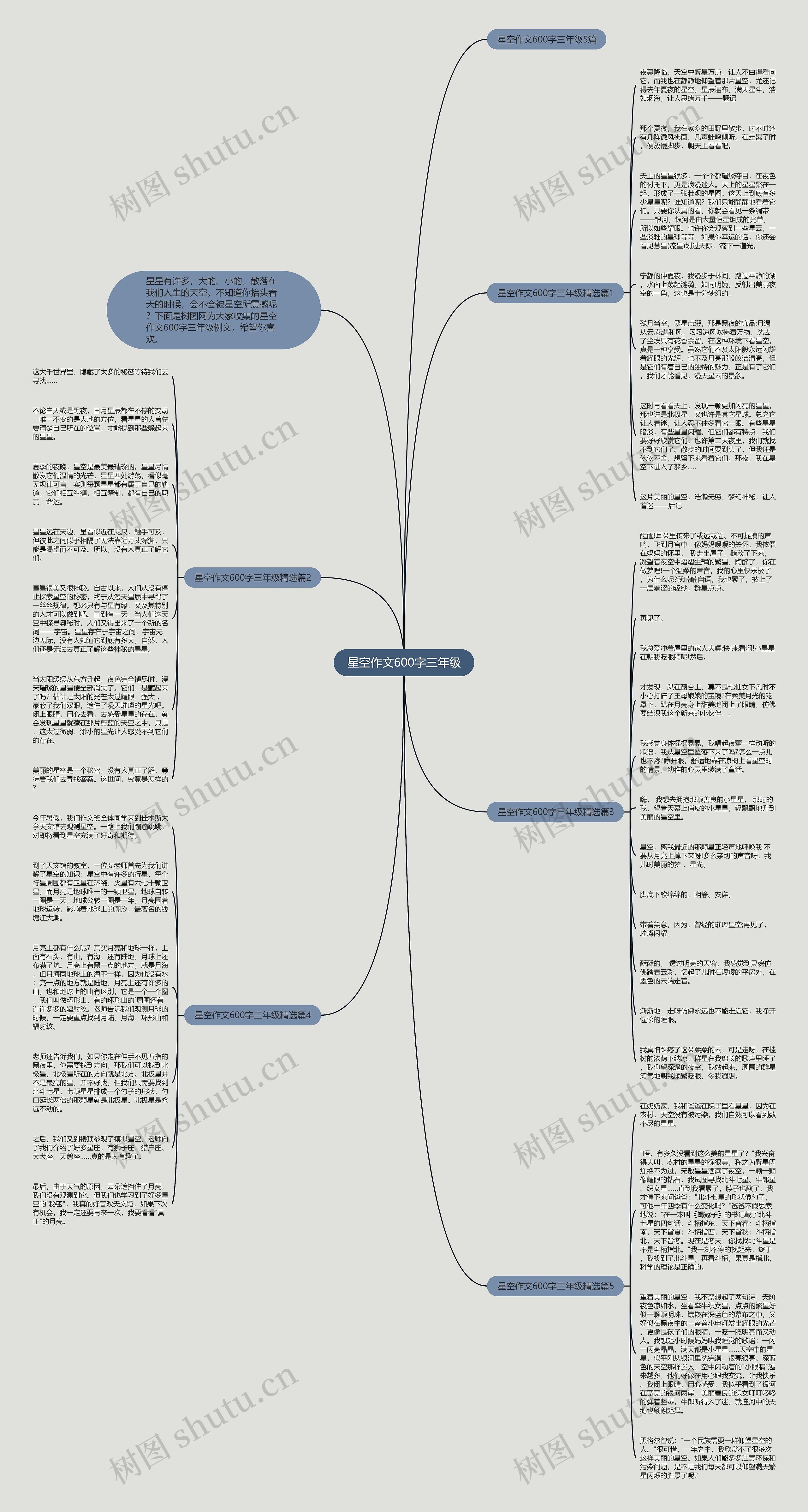 星空作文600字三年级思维导图