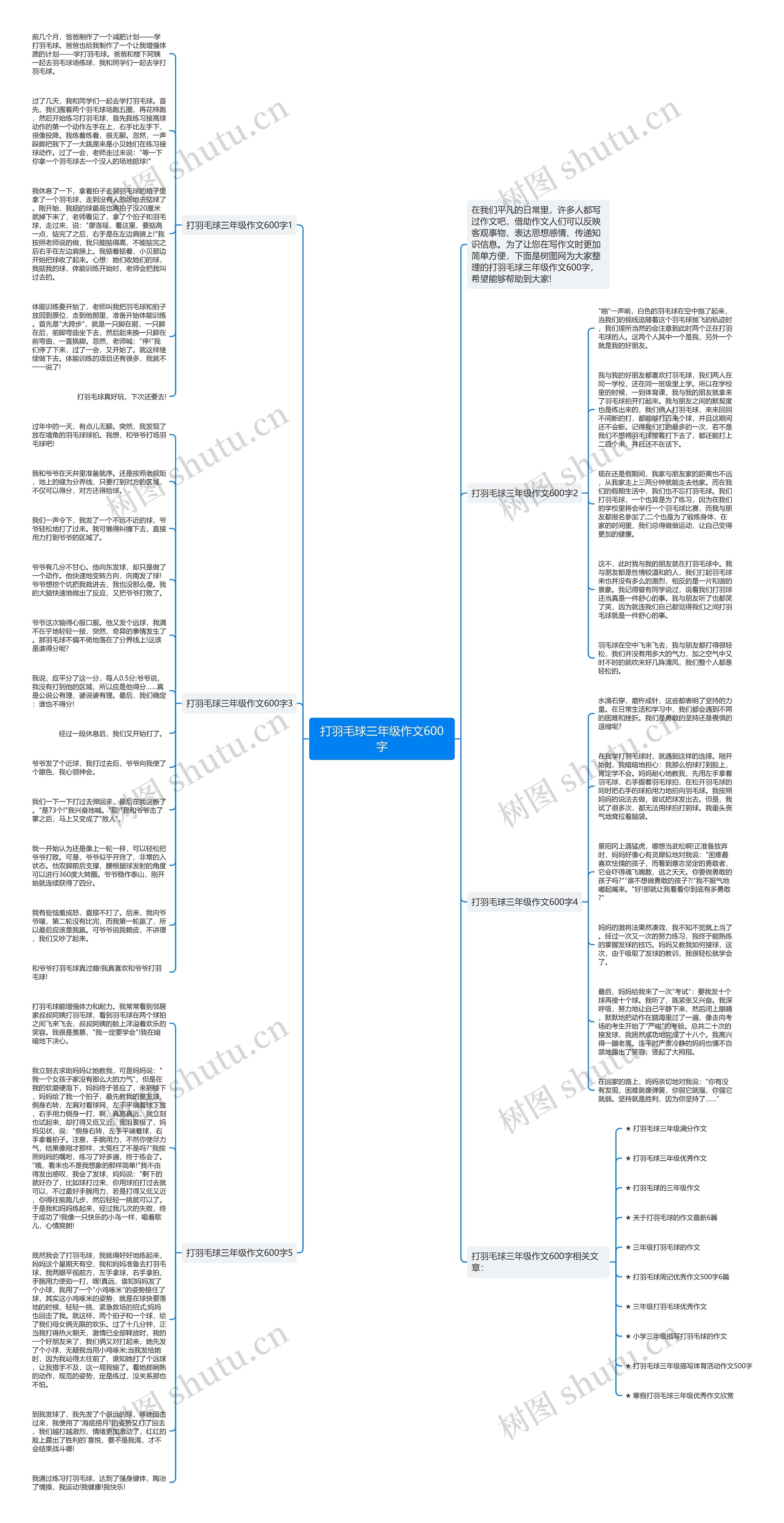 打羽毛球三年级作文600字思维导图