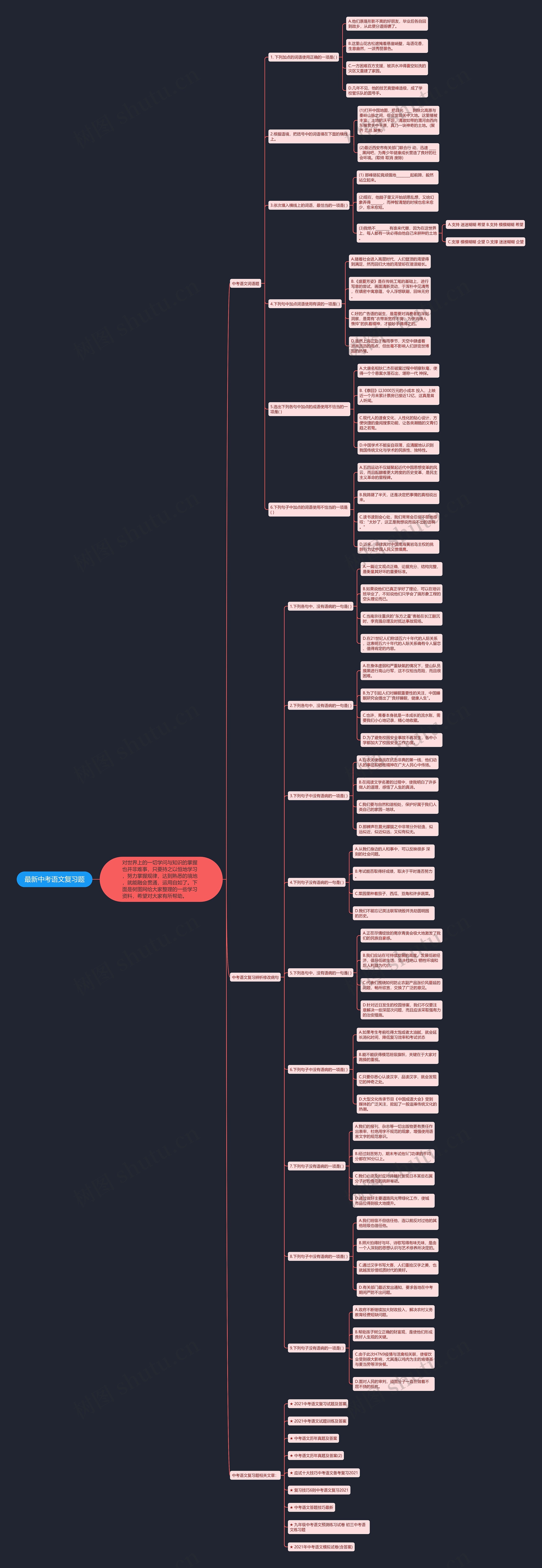 最新中考语文复习题思维导图