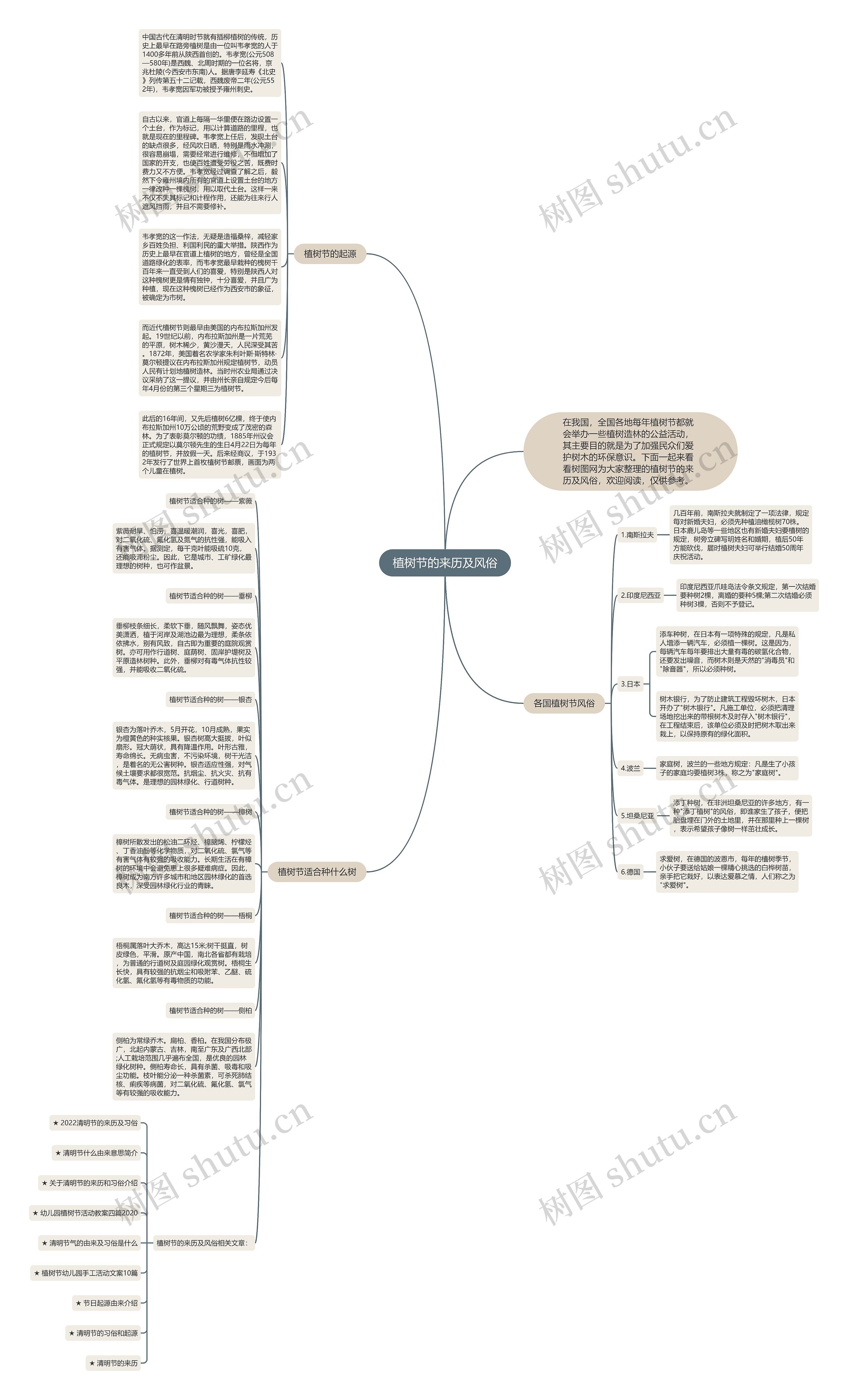 植树节的来历及风俗思维导图