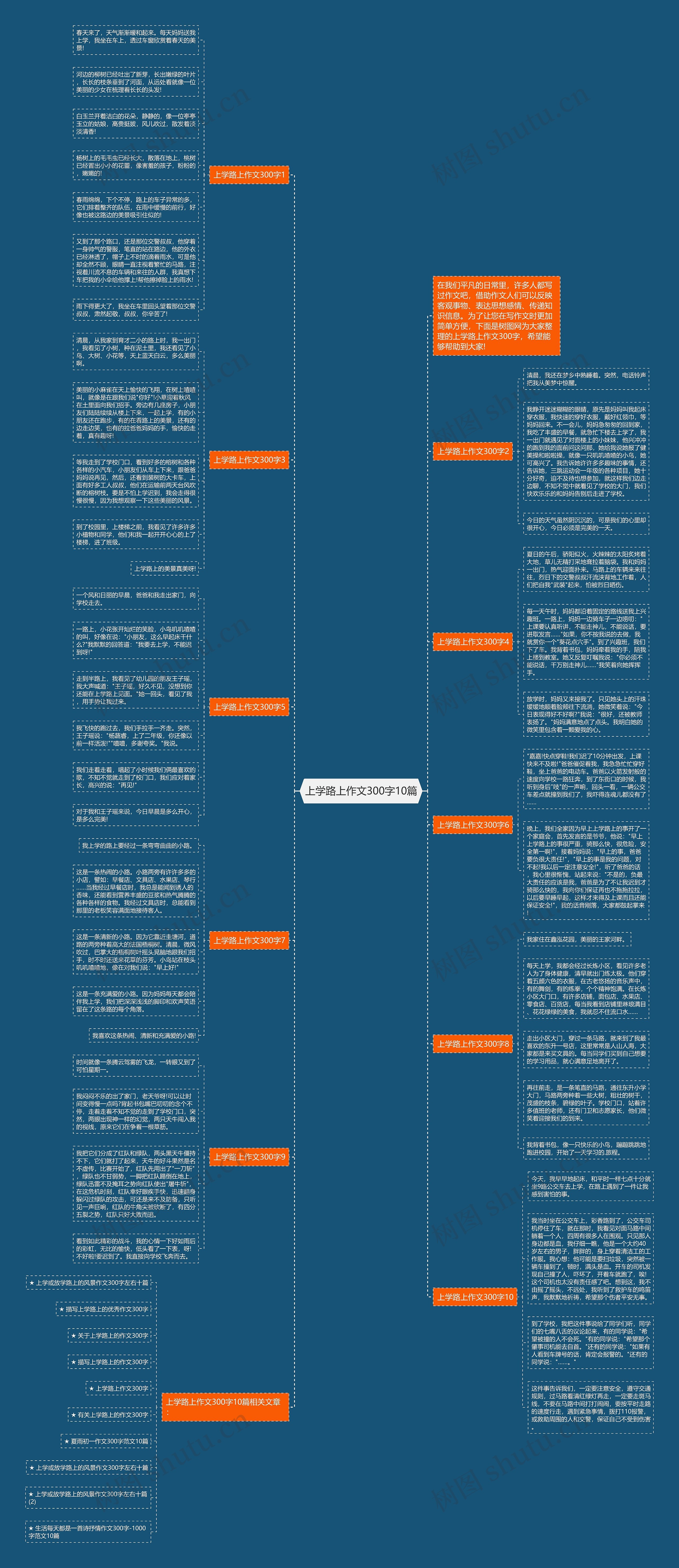 上学路上作文300字10篇思维导图