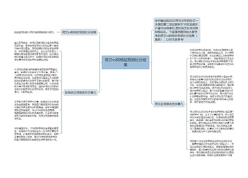 荷兰vs阿根廷预测比分结果