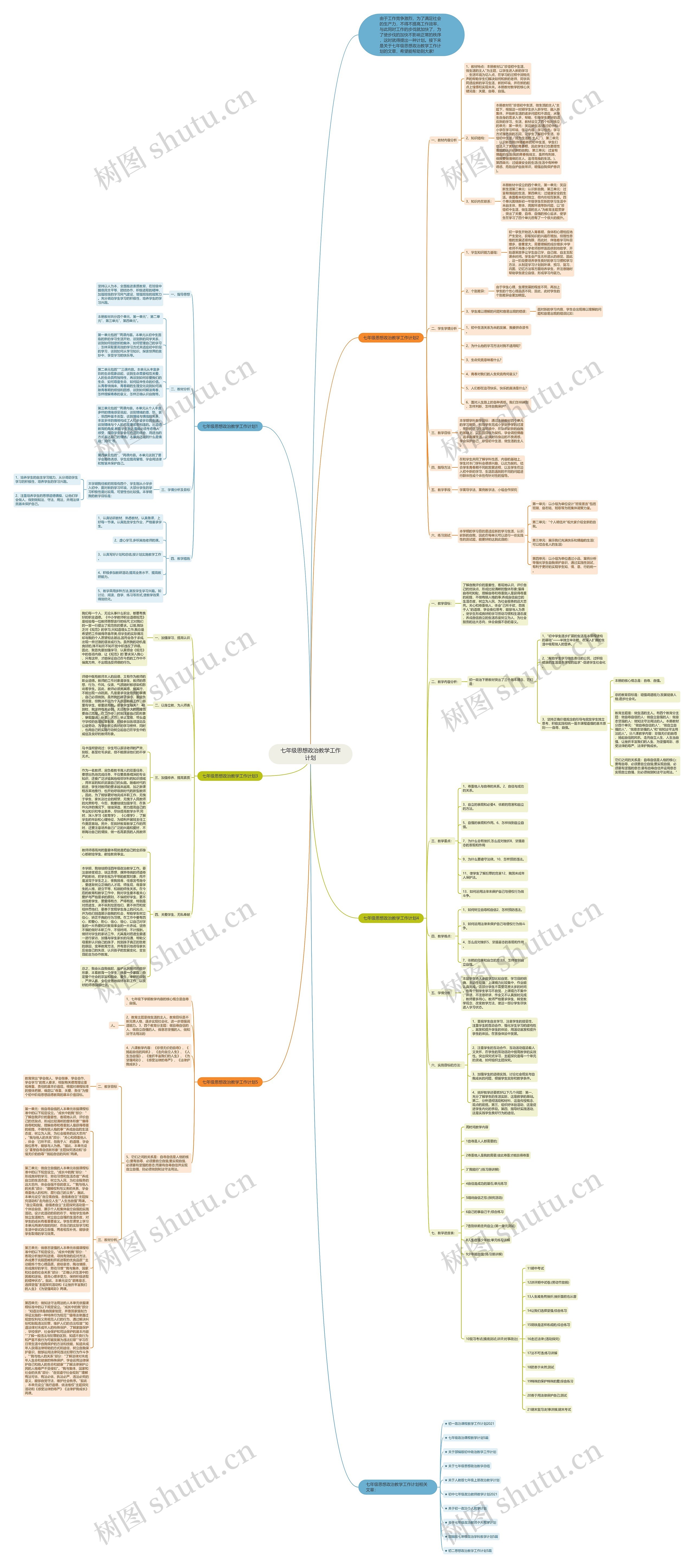 七年级思想政治教学工作计划思维导图