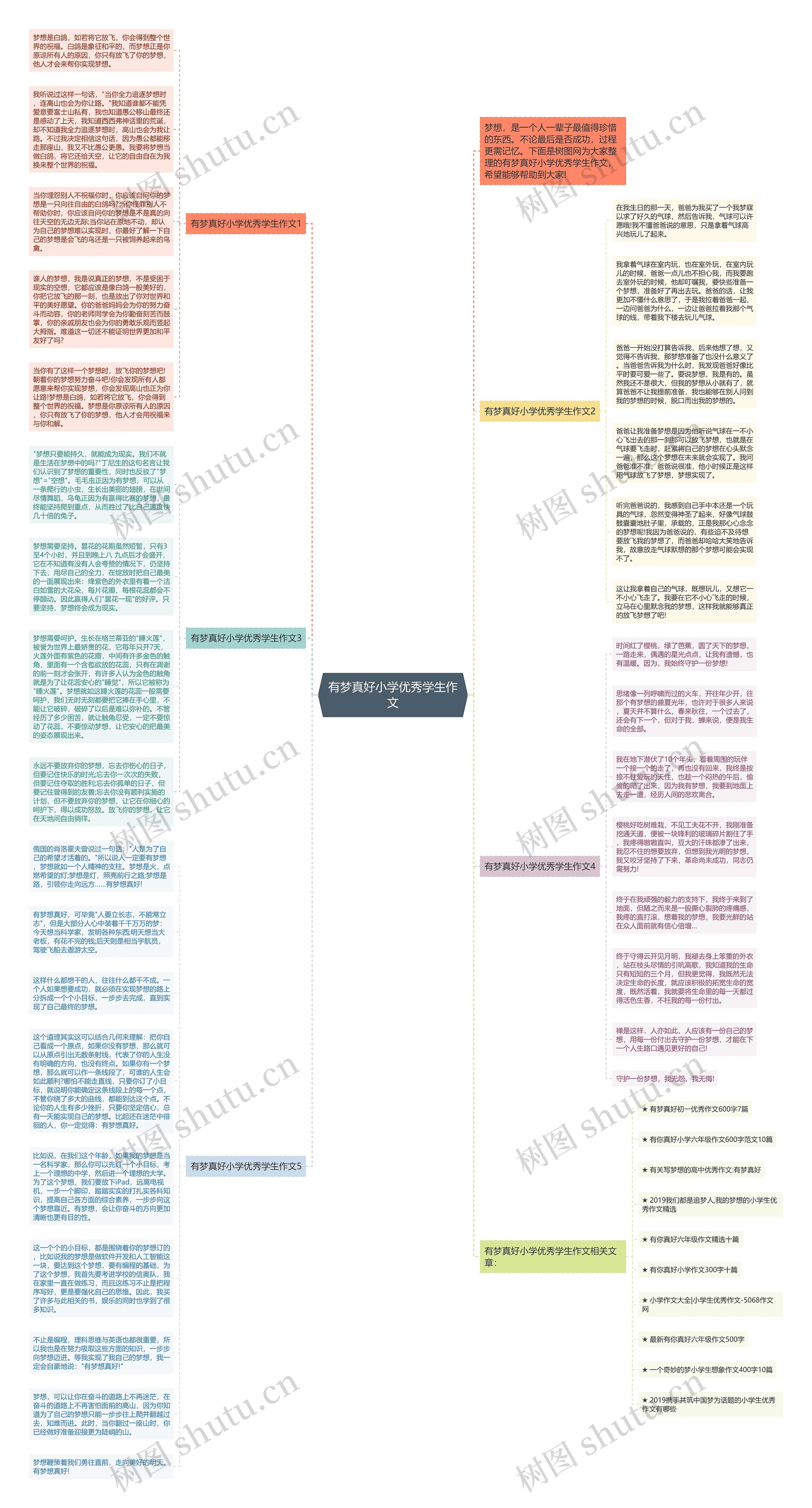 有梦真好小学优秀学生作文思维导图