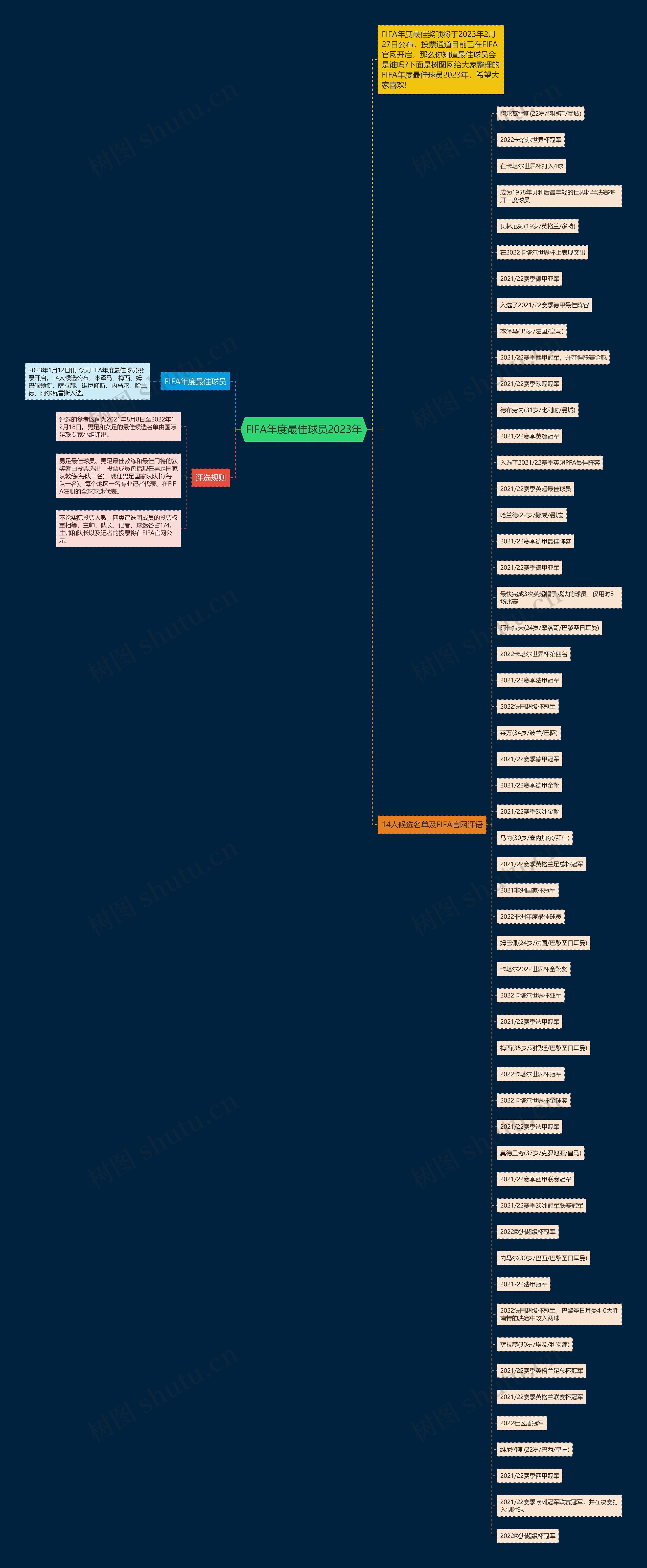 FIFA年度最佳球员2023年思维导图