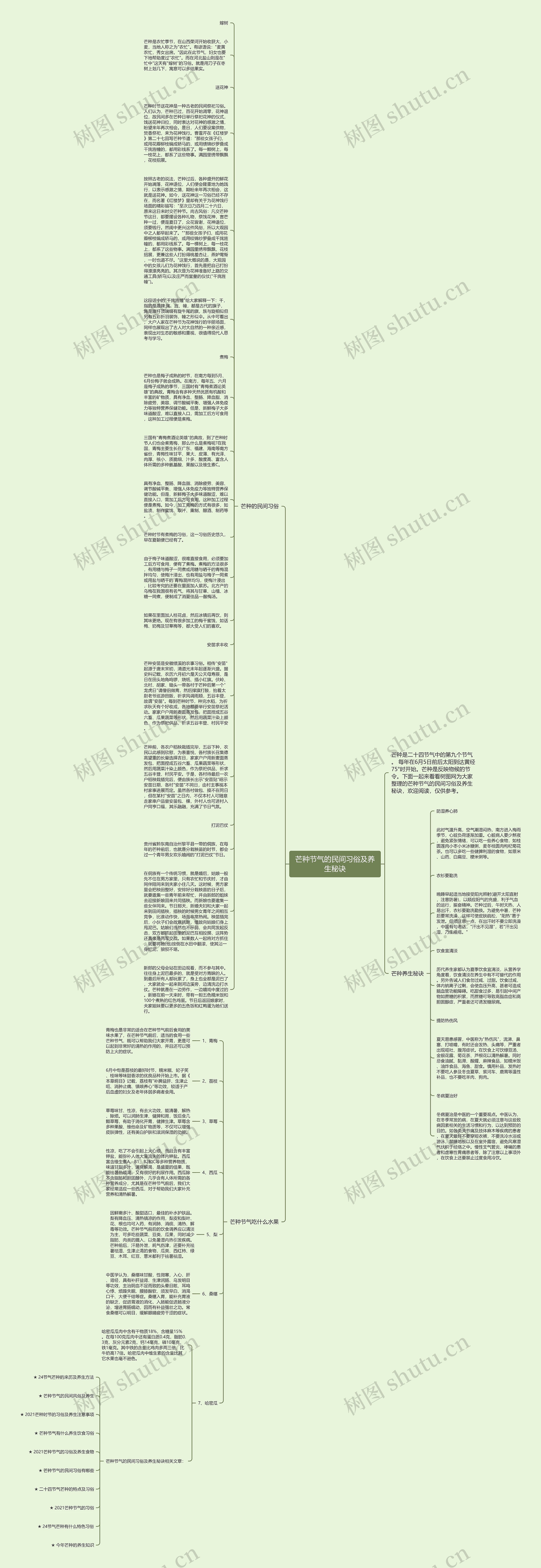 芒种节气的民间习俗及养生秘诀思维导图