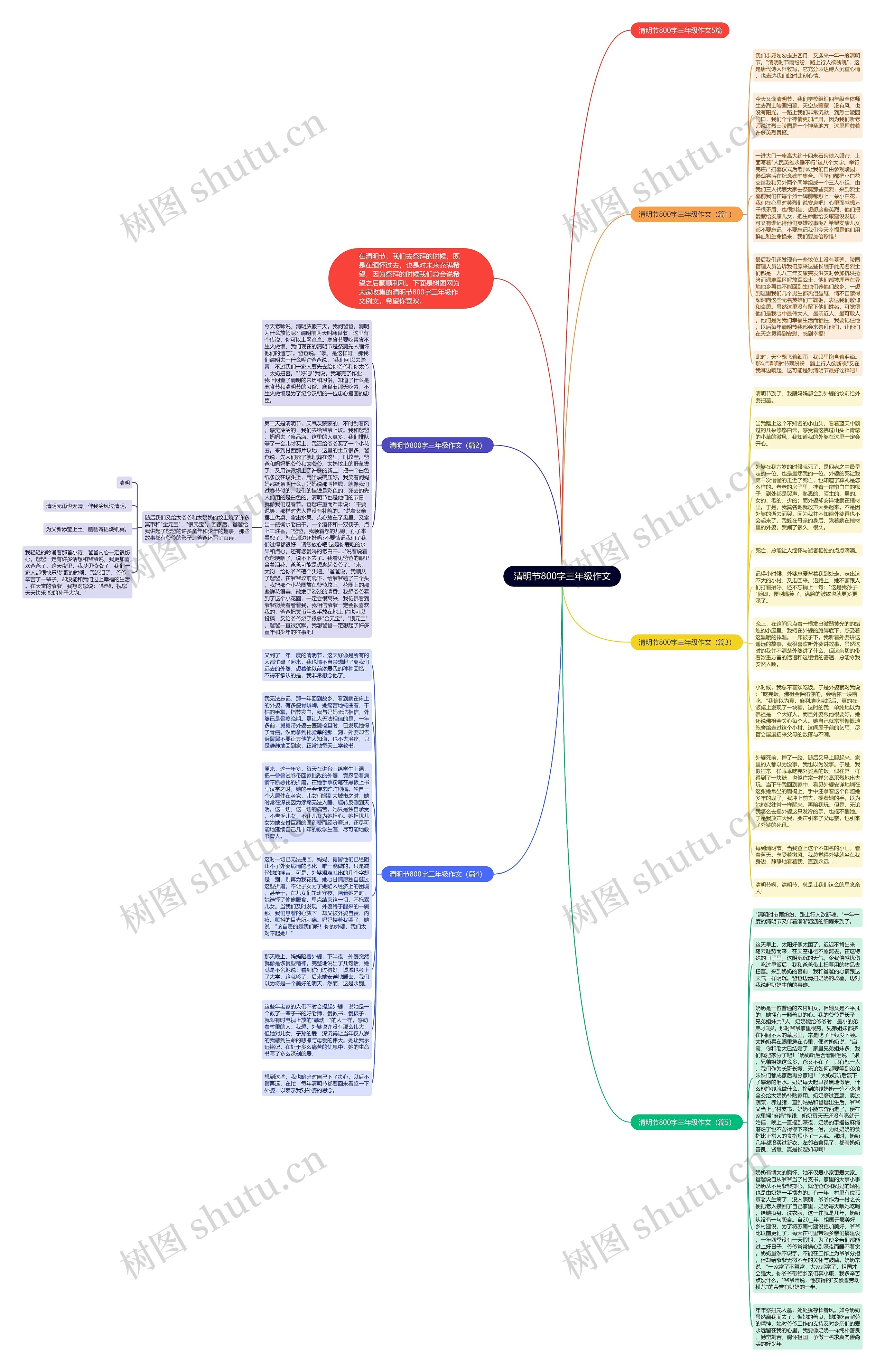 清明节800字三年级作文思维导图