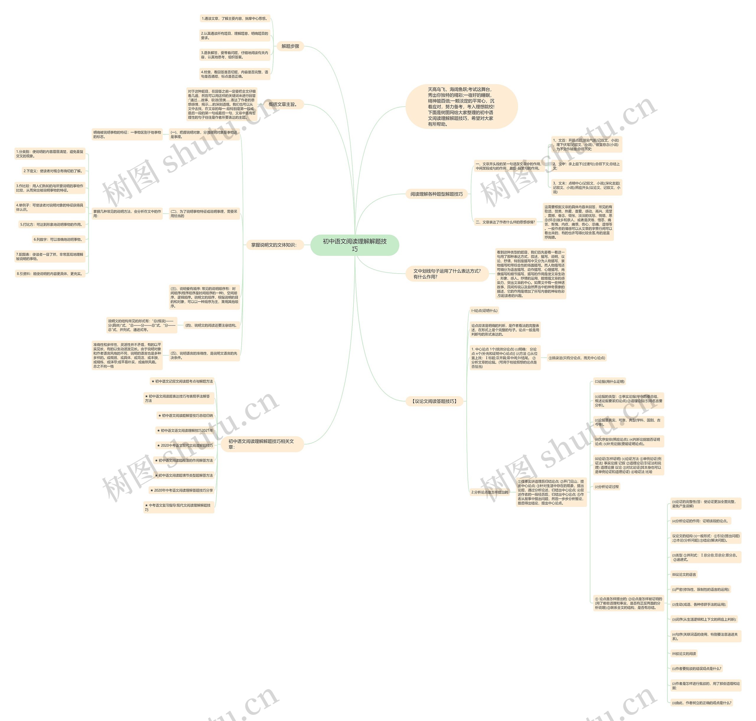 初中语文阅读理解解题技巧思维导图