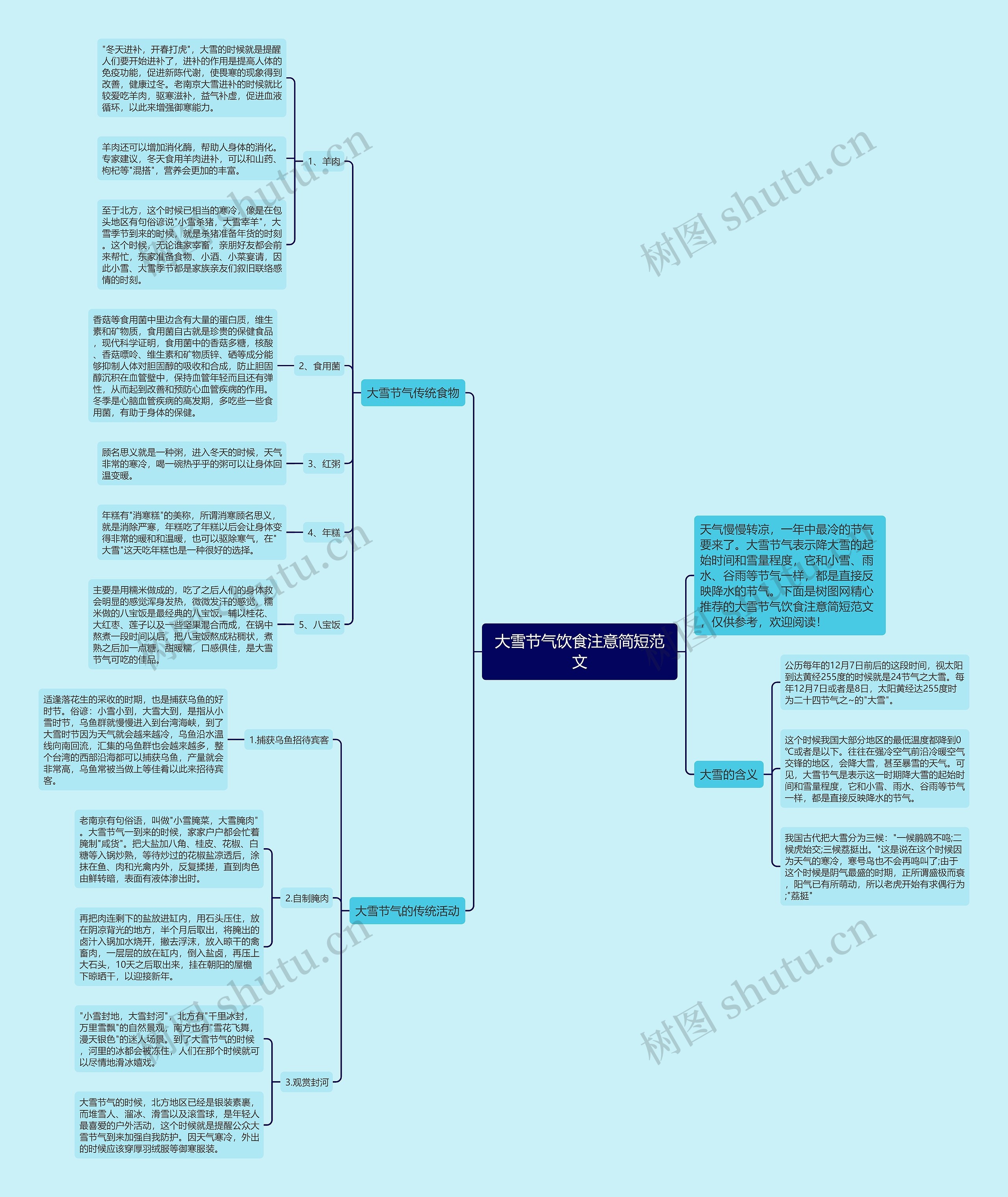 大雪节气饮食注意简短范文思维导图