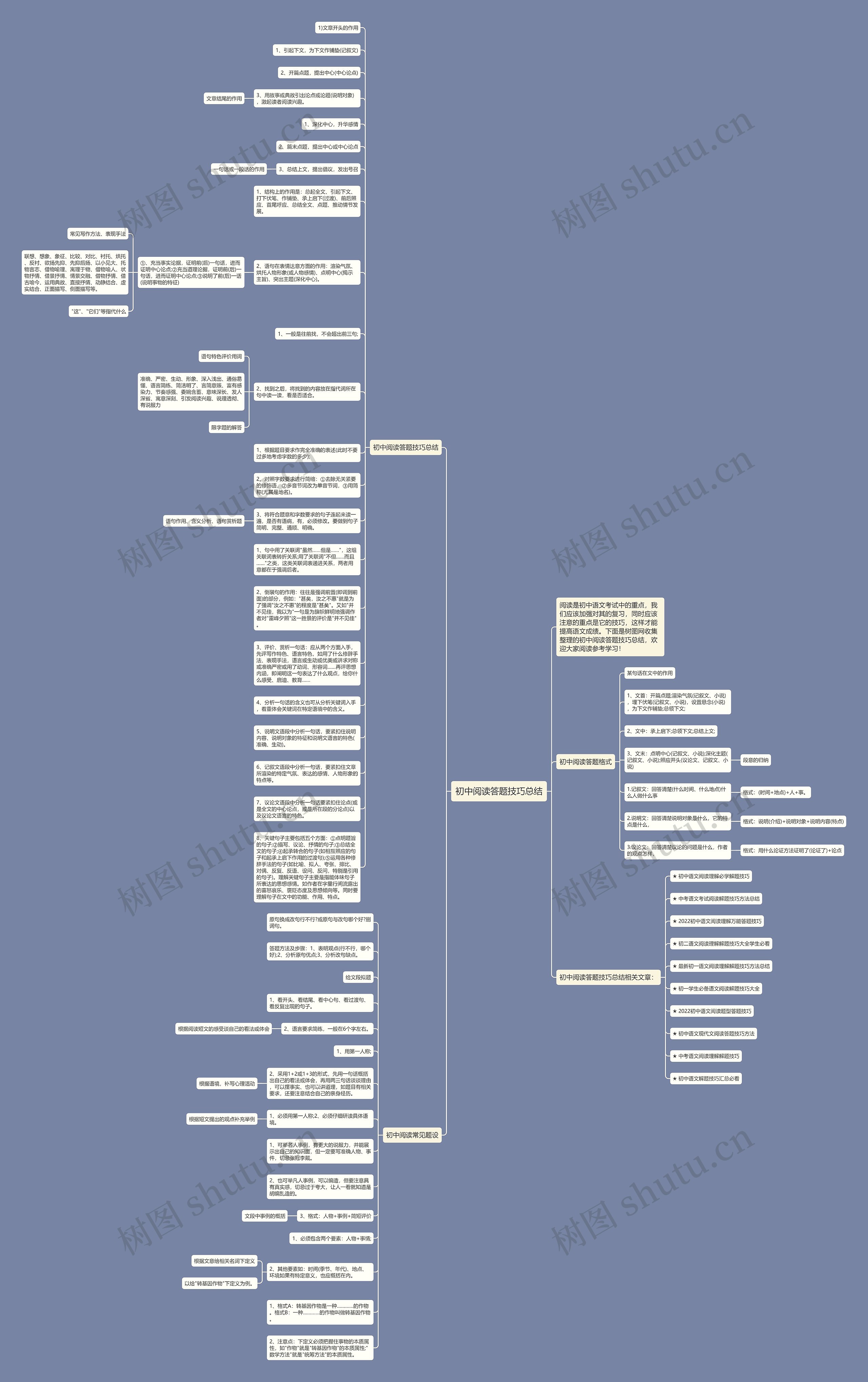初中阅读答题技巧总结思维导图