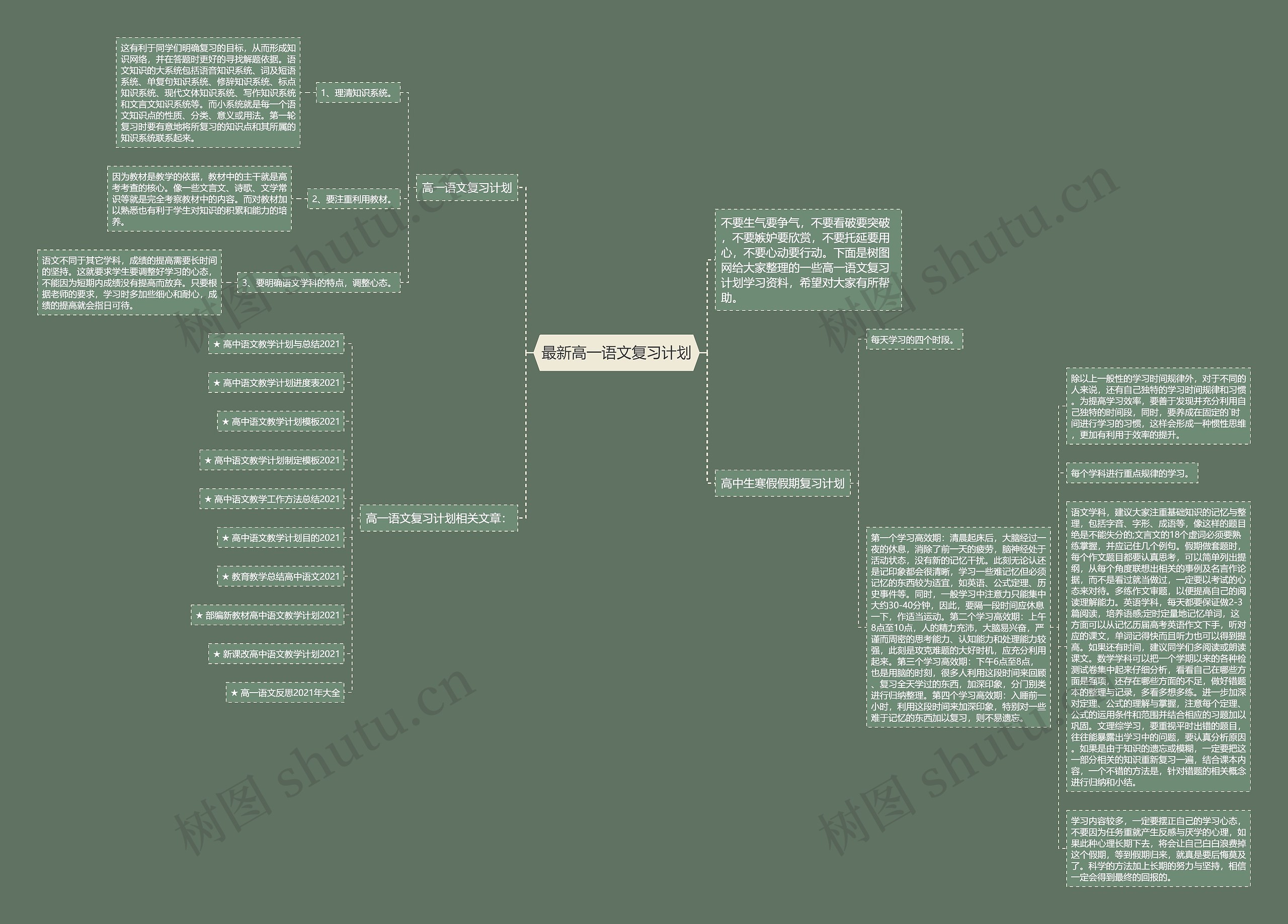 最新高一语文复习计划思维导图