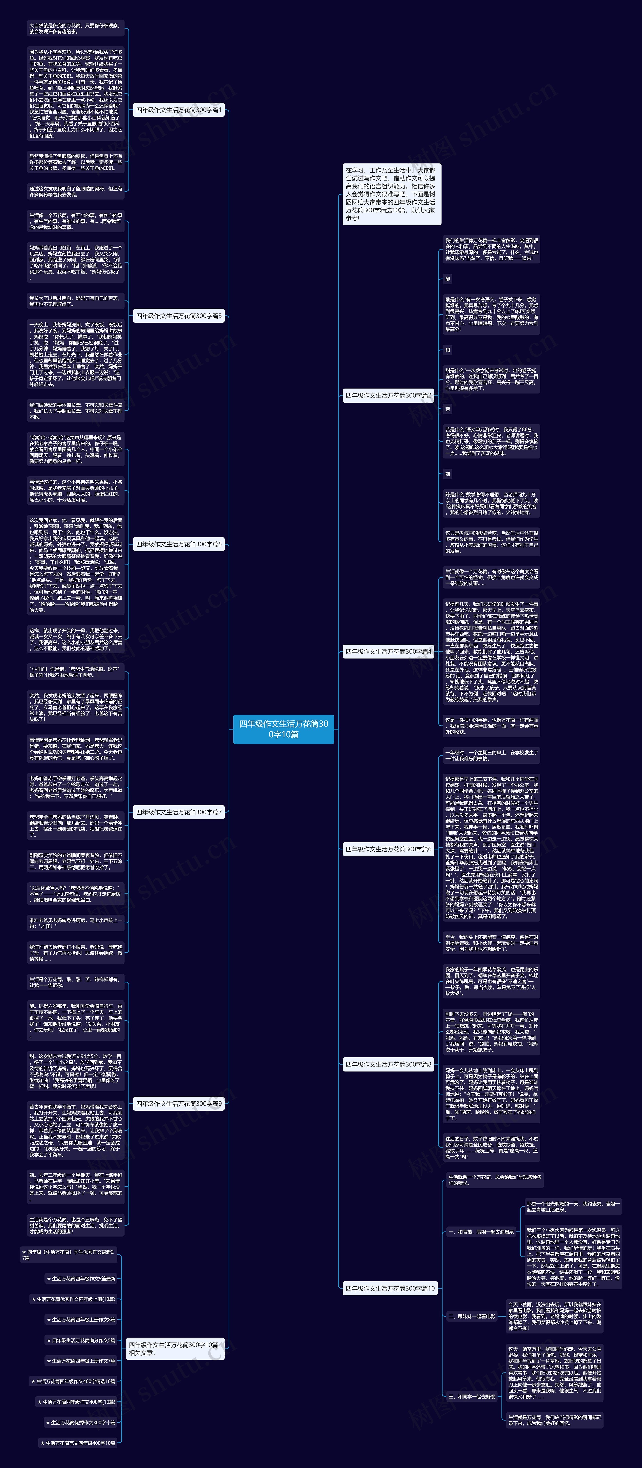 四年级作文生活万花筒300字10篇思维导图