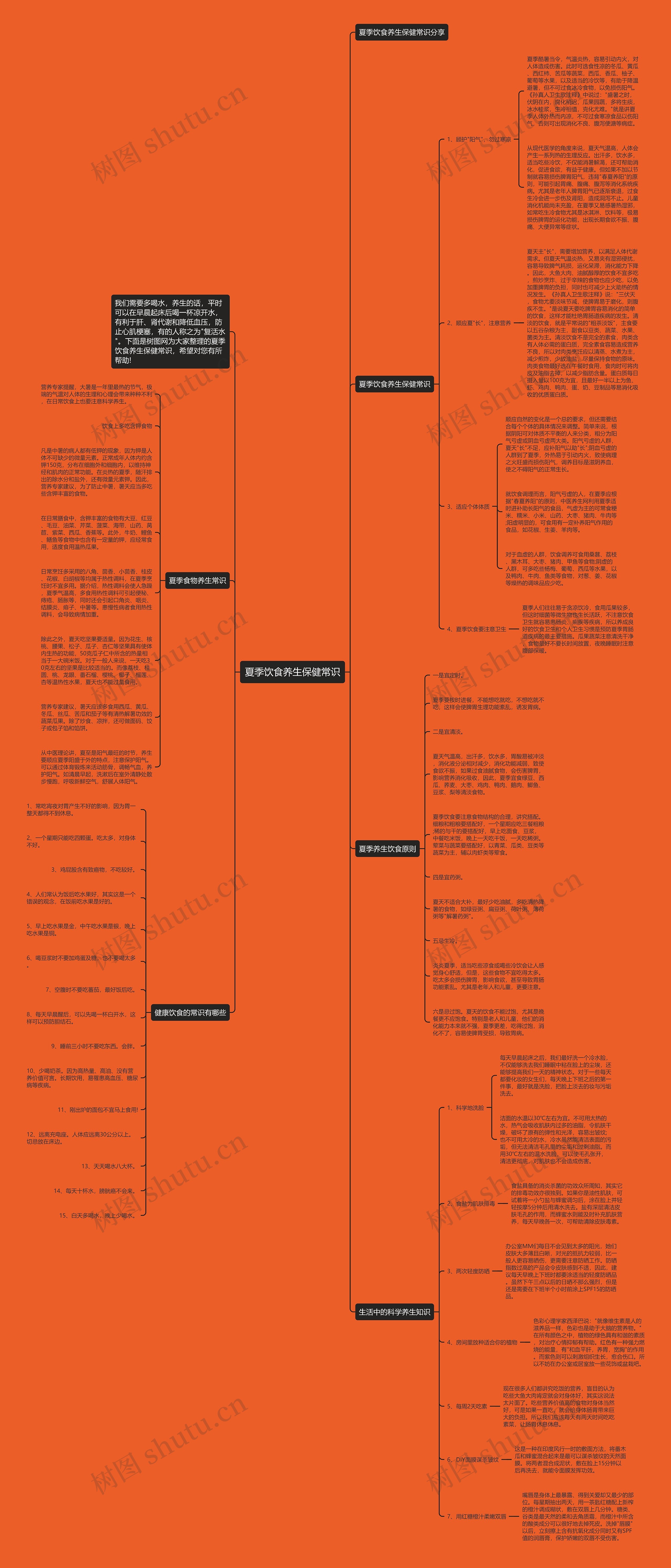 夏季饮食养生保健常识思维导图