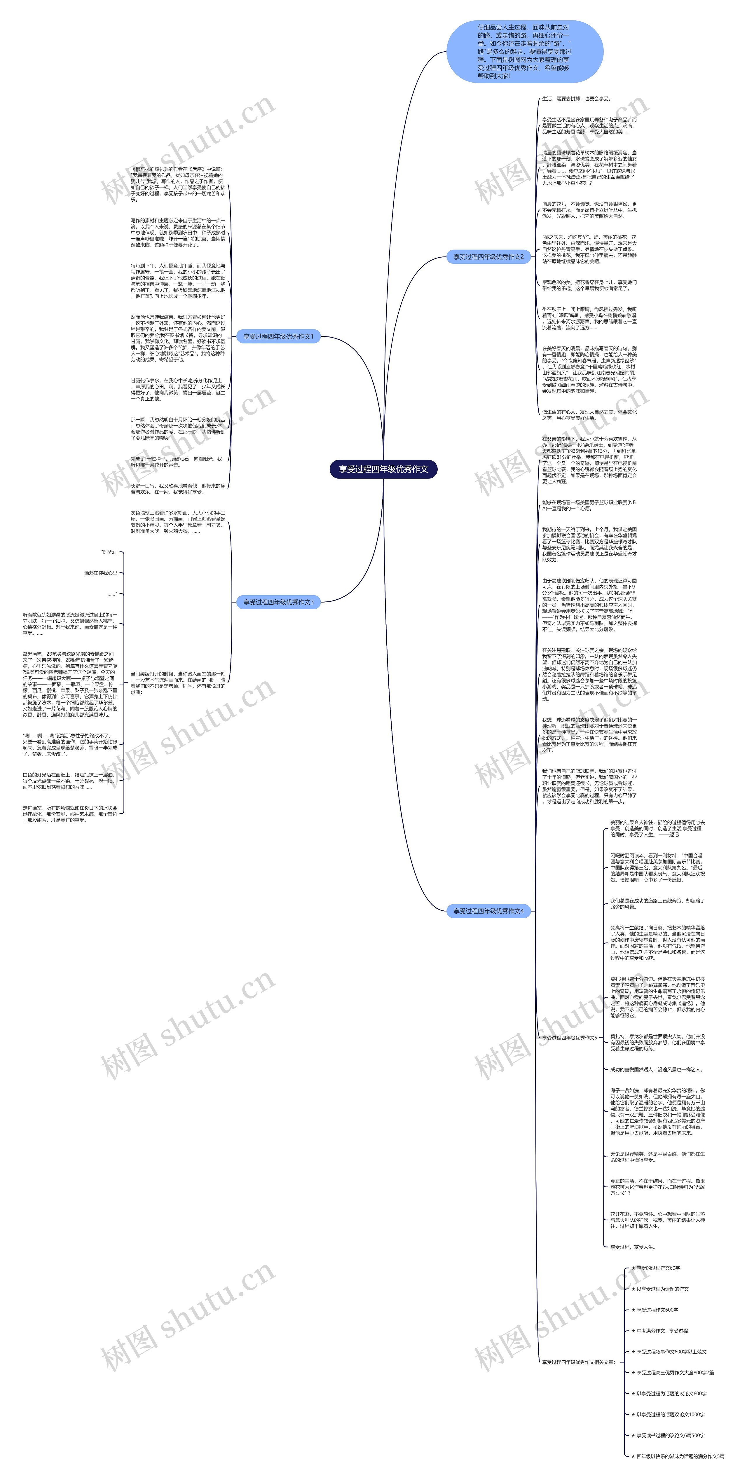 享受过程四年级优秀作文思维导图