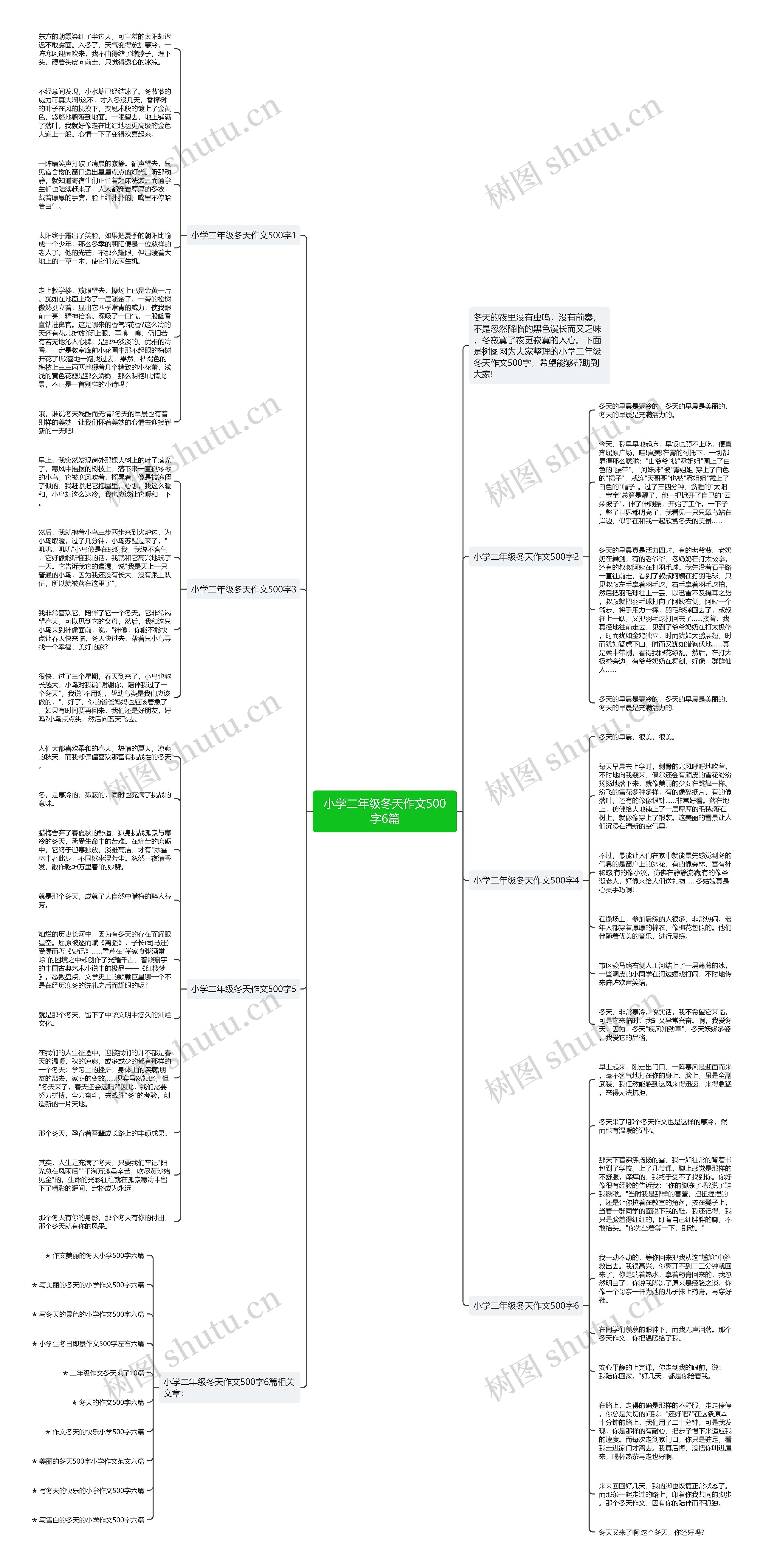小学二年级冬天作文500字6篇思维导图
