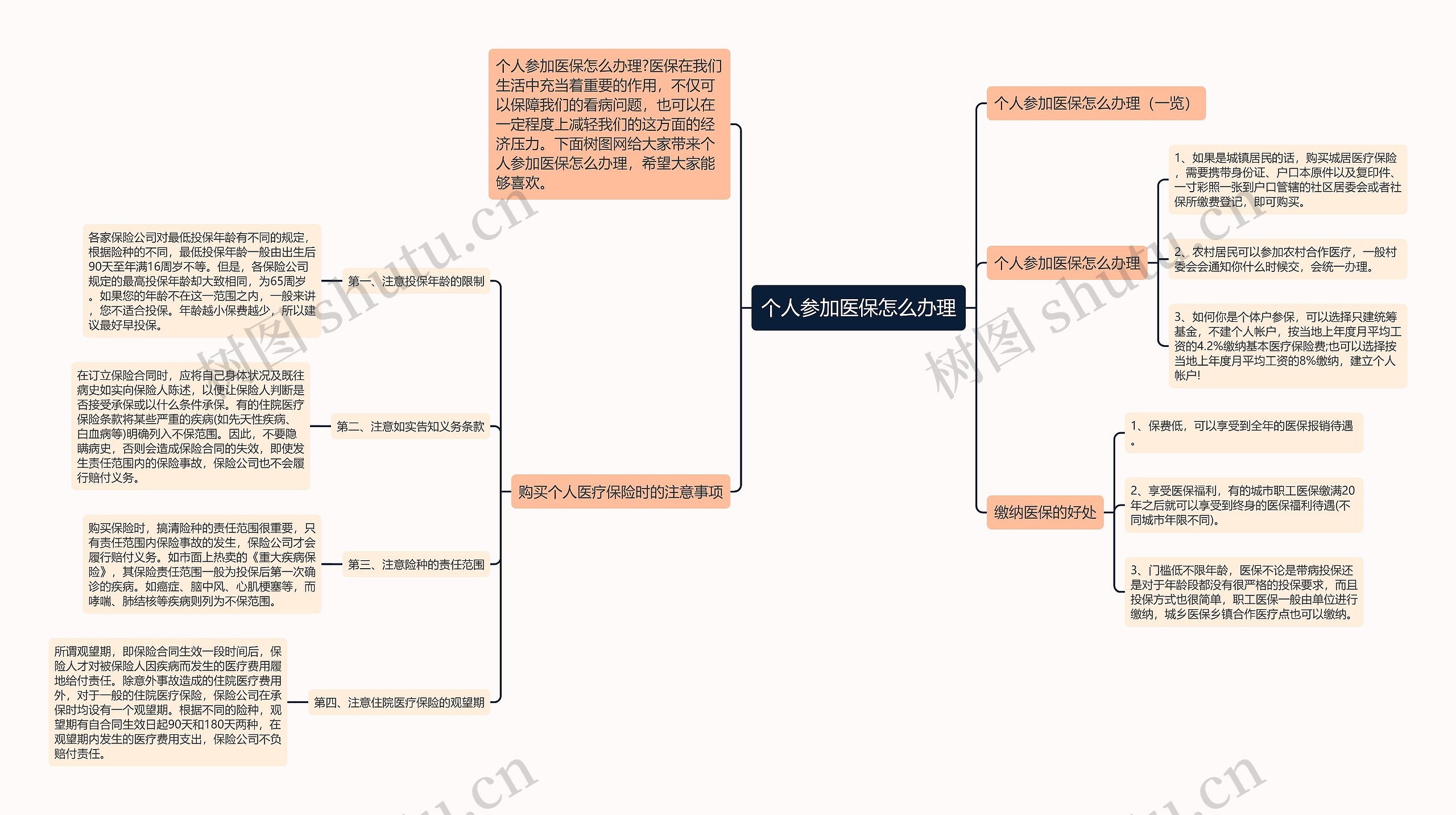 个人参加医保怎么办理思维导图