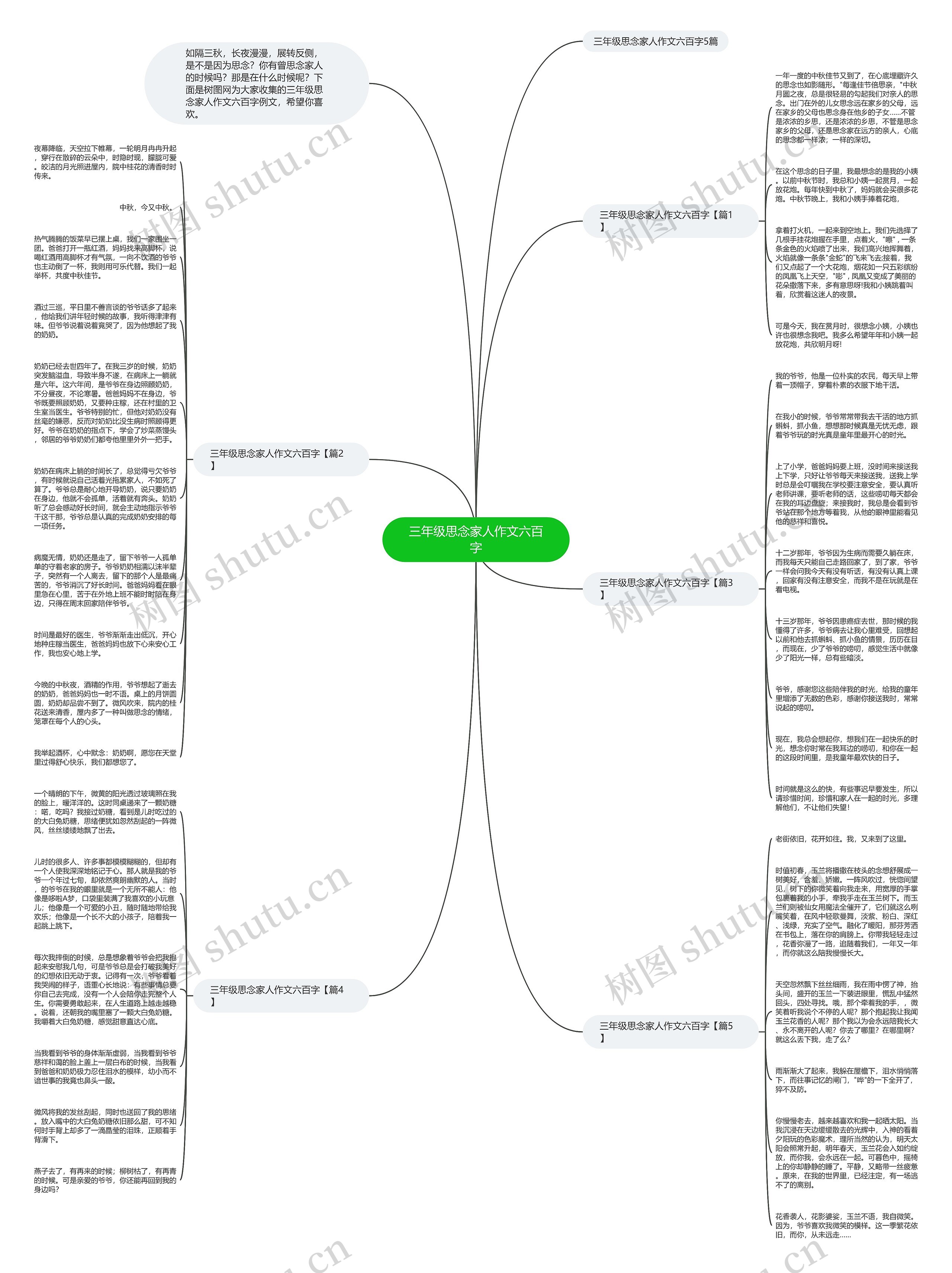 三年级思念家人作文六百字思维导图