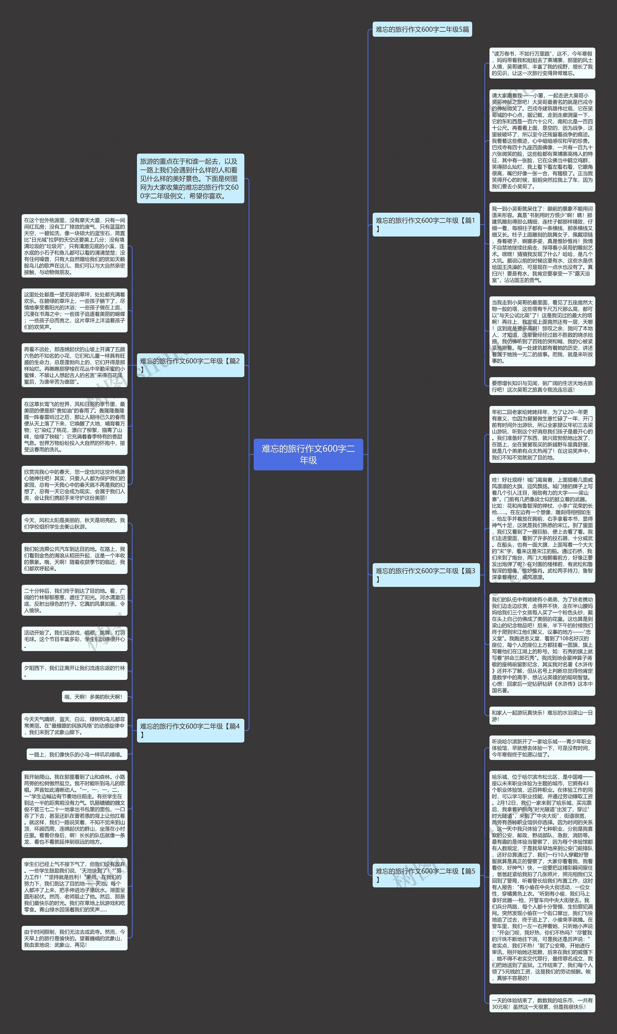 难忘的旅行作文600字二年级思维导图