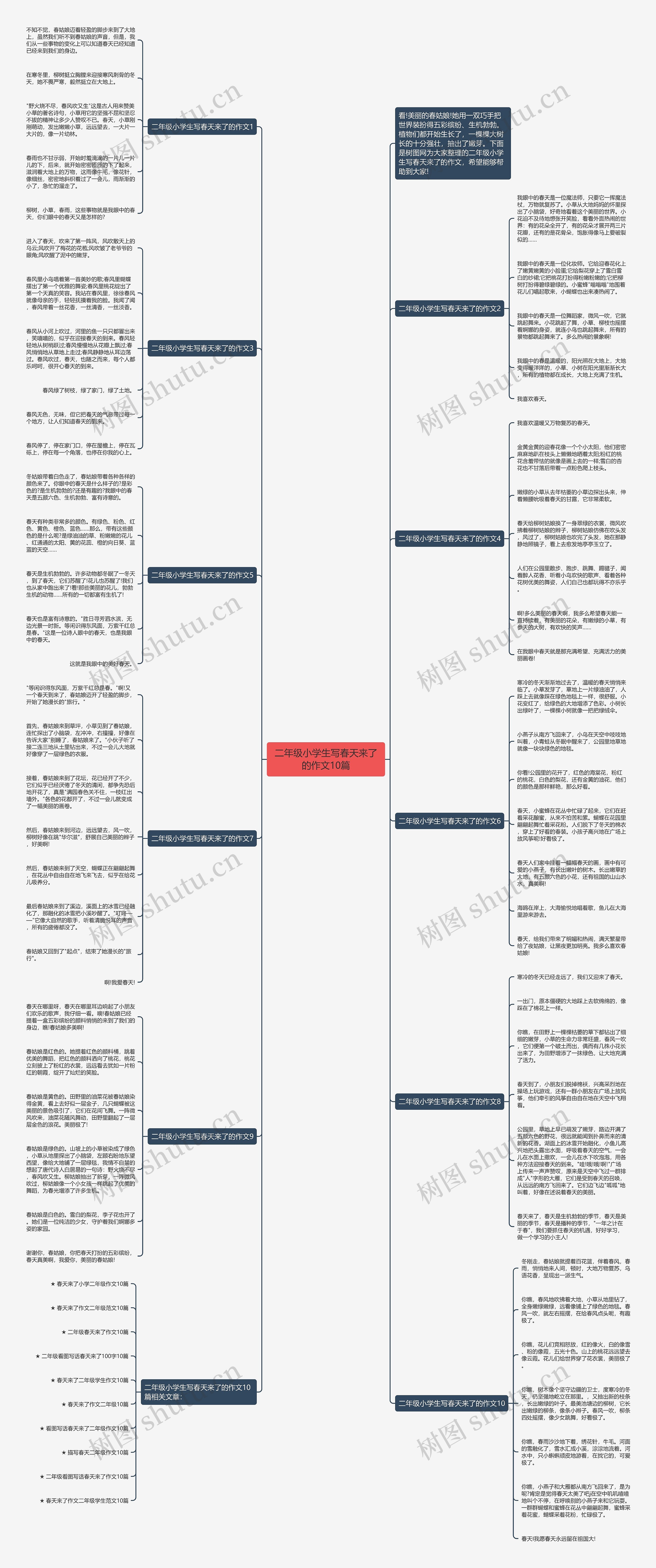 二年级小学生写春天来了的作文10篇思维导图