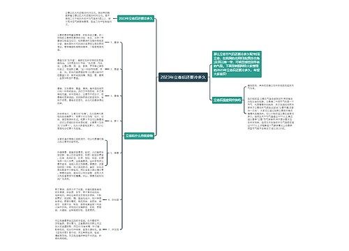 2023年立春后还要冷多久