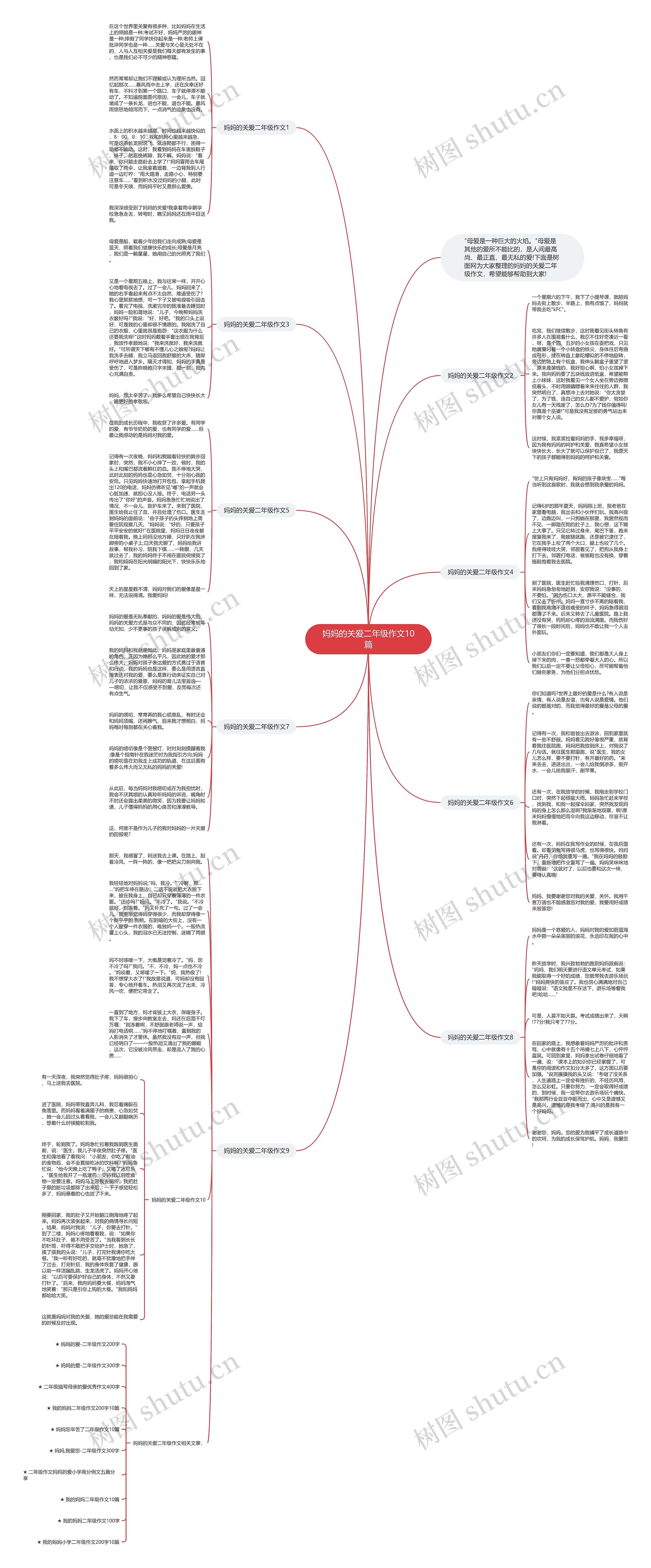 妈妈的关爱二年级作文10篇思维导图