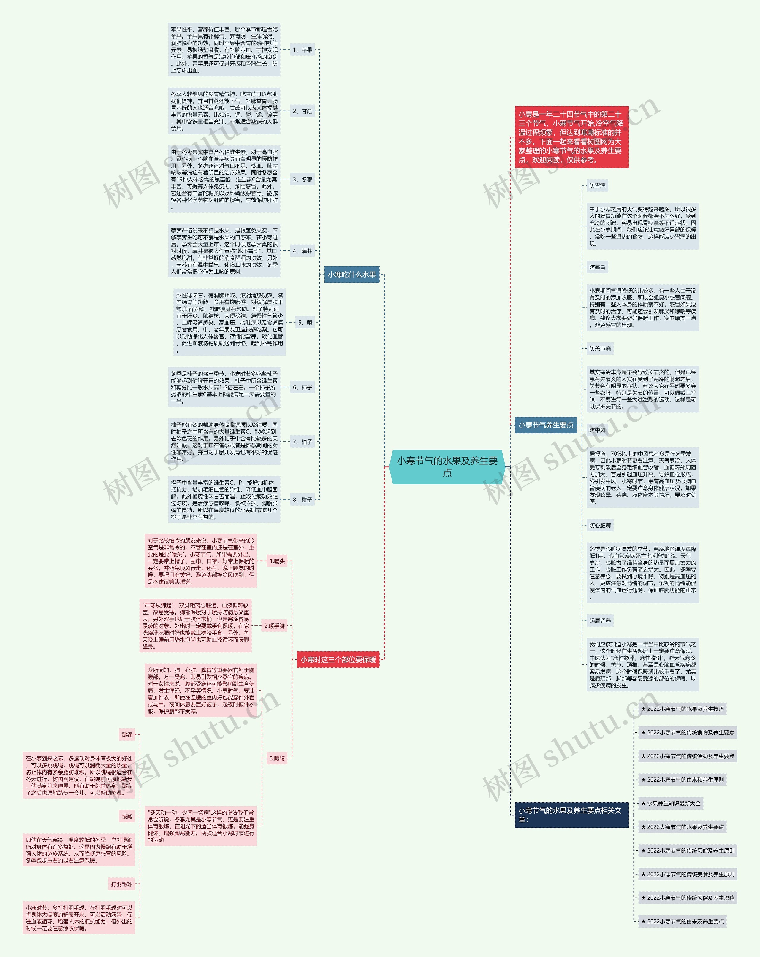 小寒节气的水果及养生要点思维导图