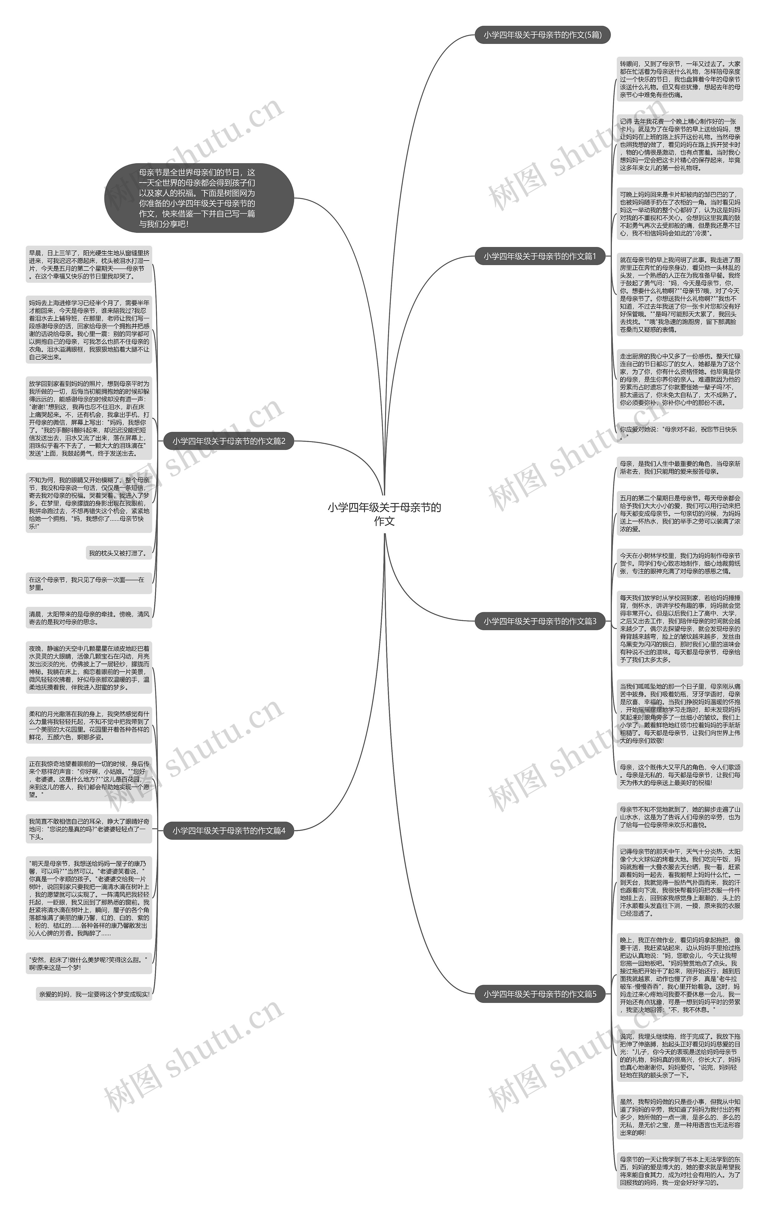 小学四年级关于母亲节的作文思维导图