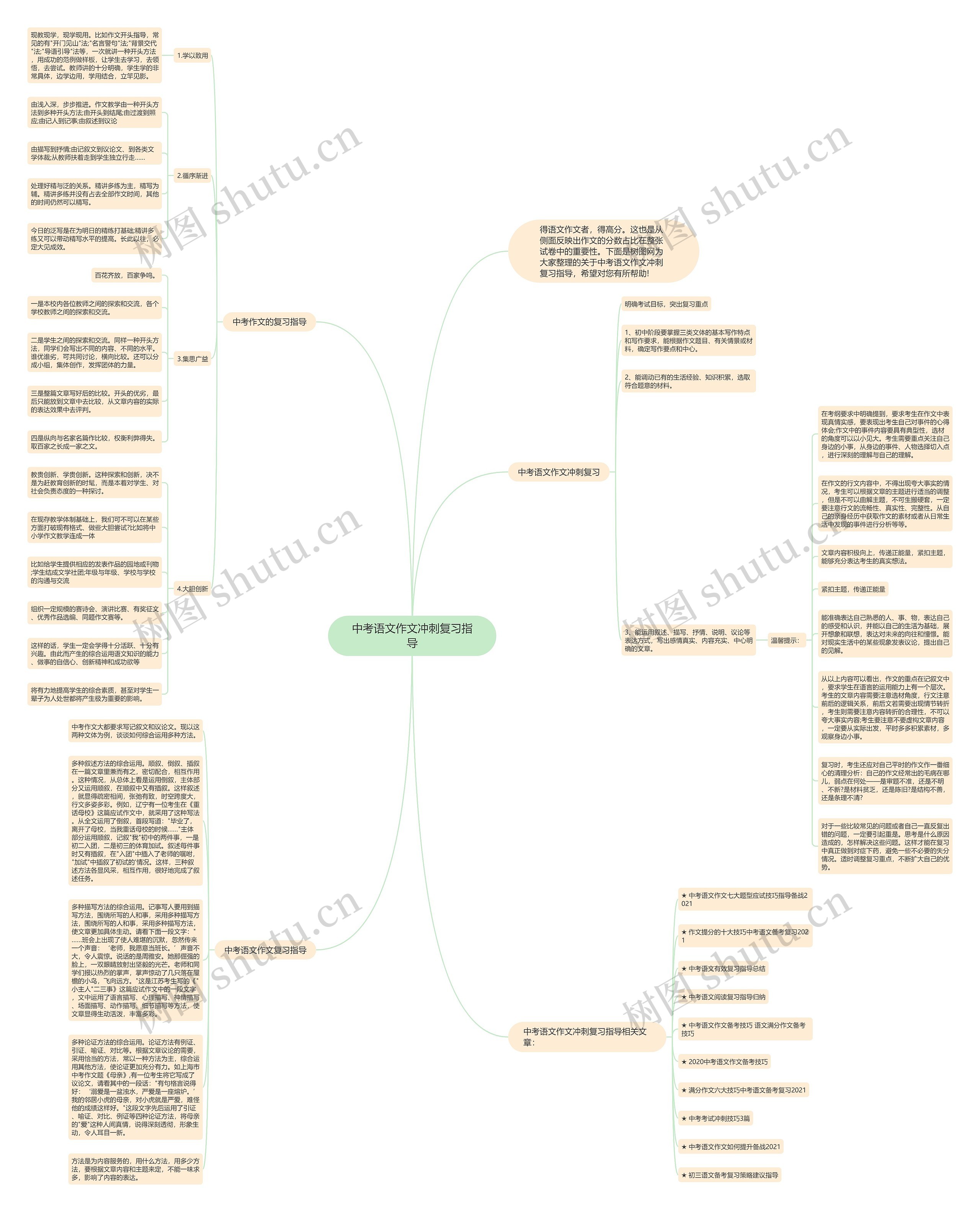中考语文作文冲刺复习指导思维导图