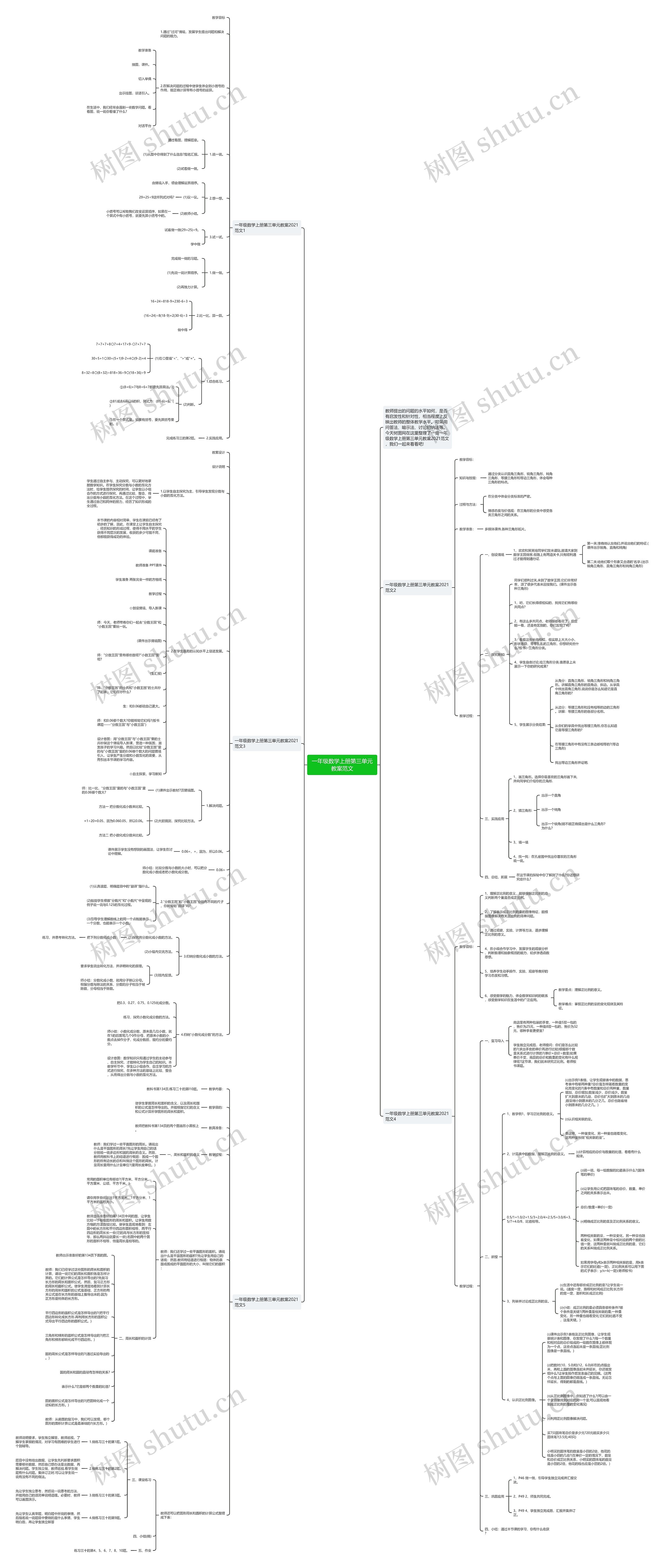 一年级数学上册第三单元教案范文思维导图