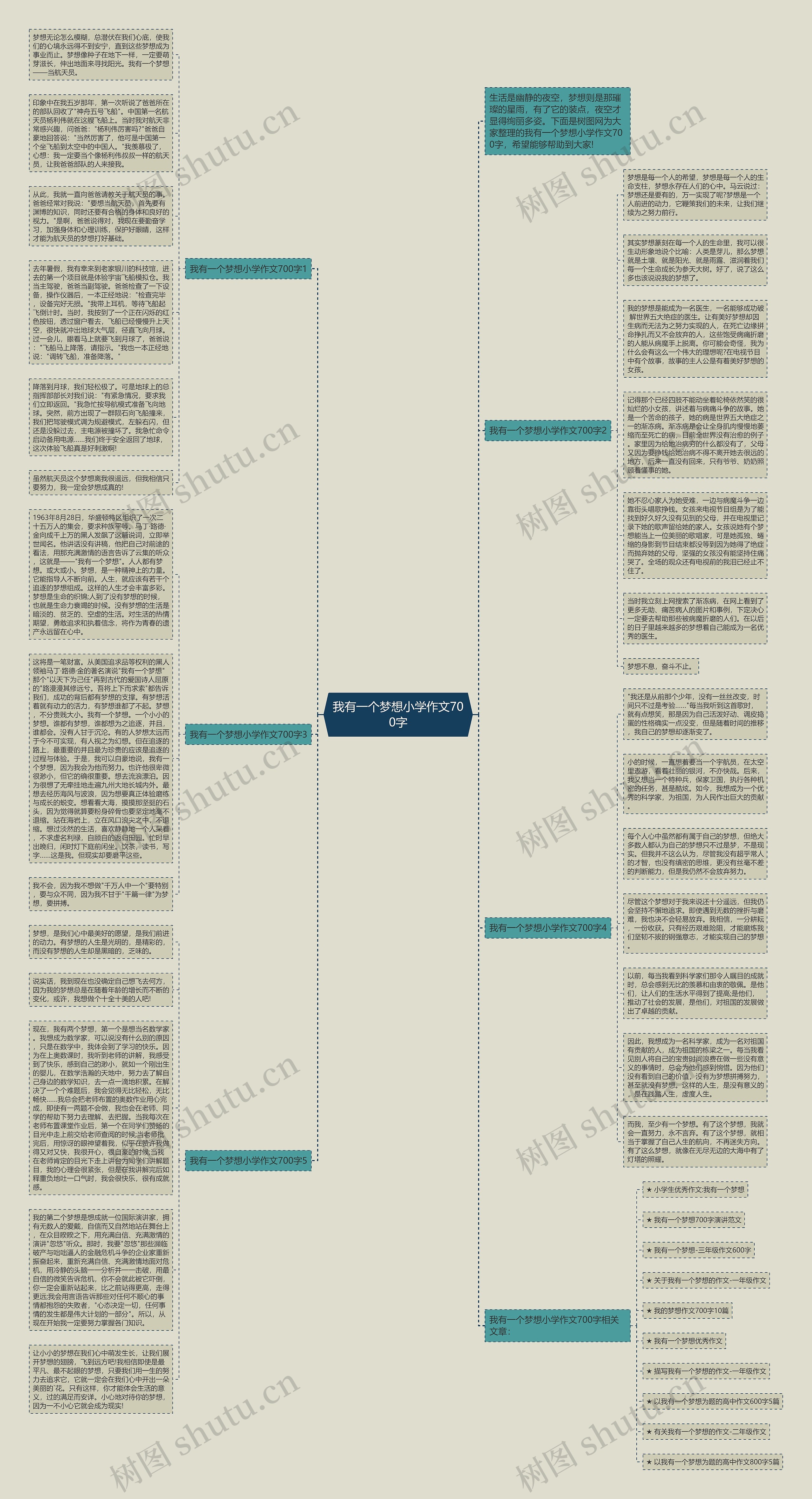 我有一个梦想小学作文700字思维导图