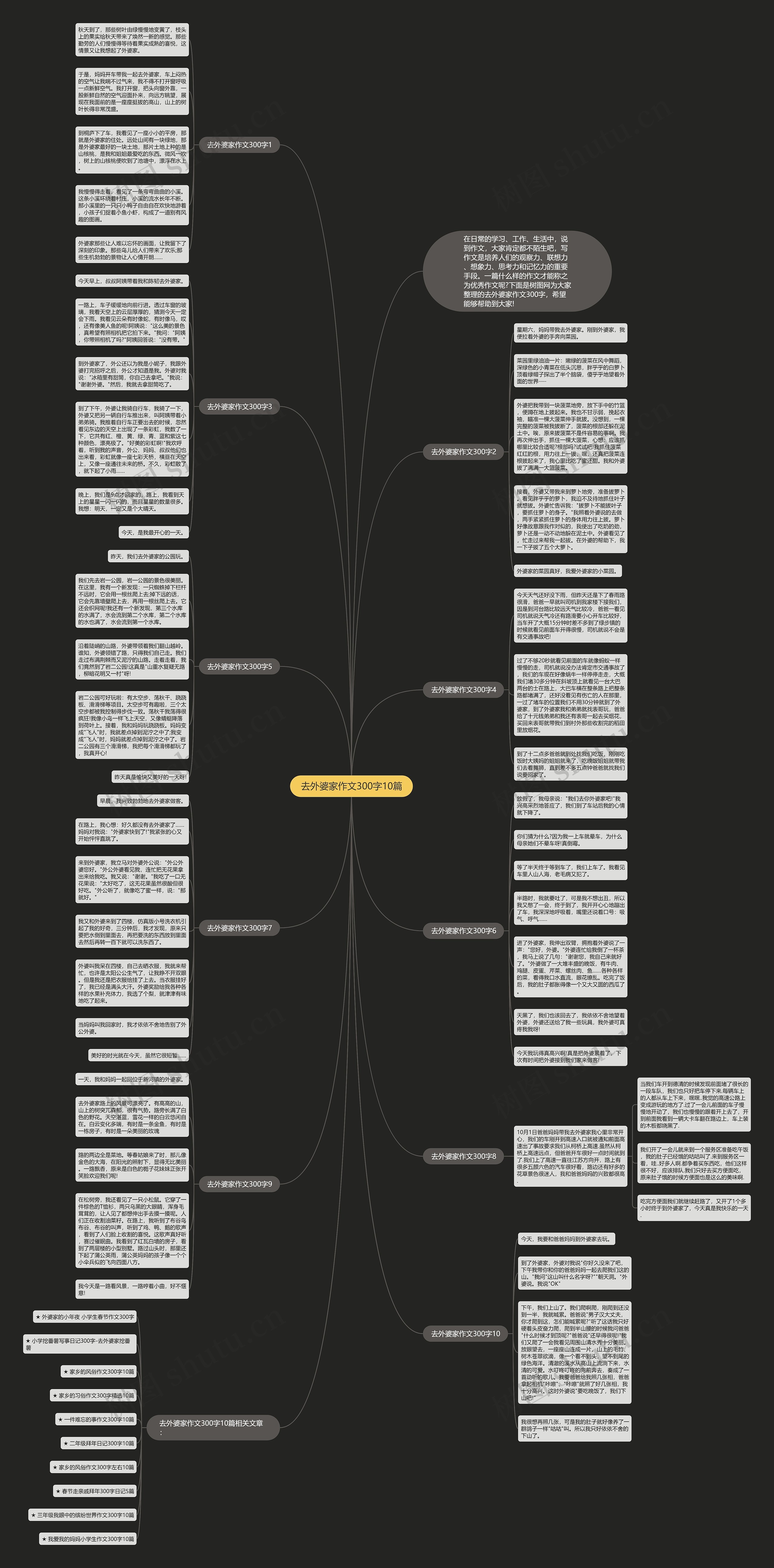 去外婆家作文300字10篇思维导图