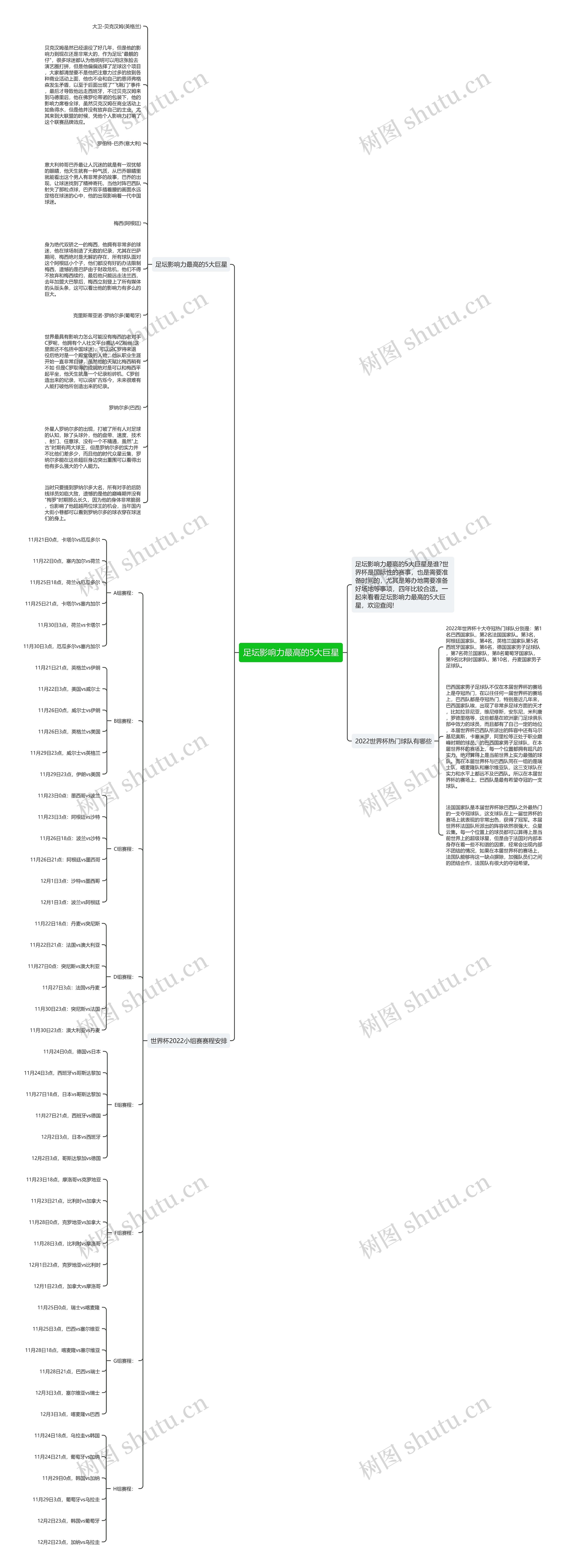 足坛影响力最高的5大巨星思维导图