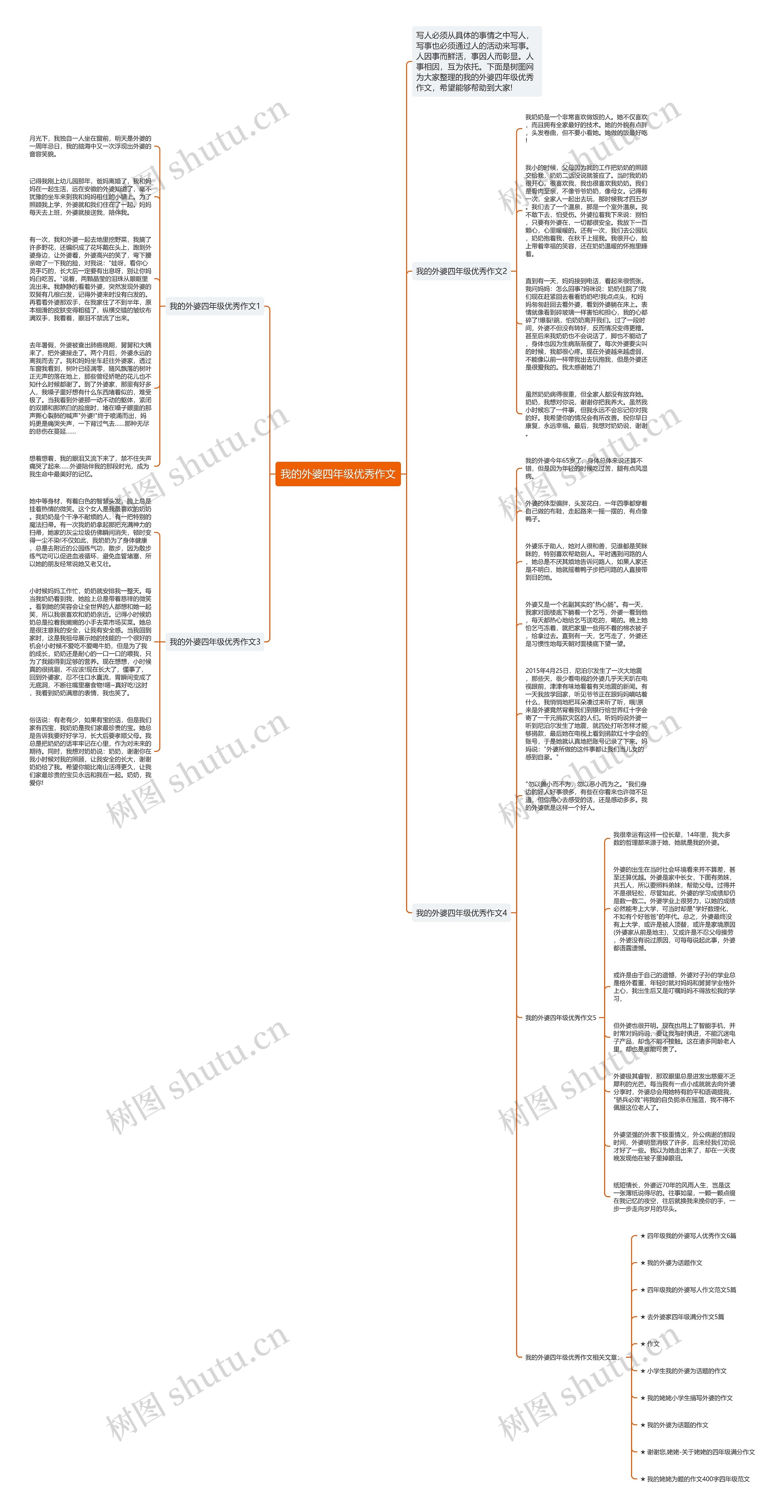 我的外婆四年级优秀作文思维导图