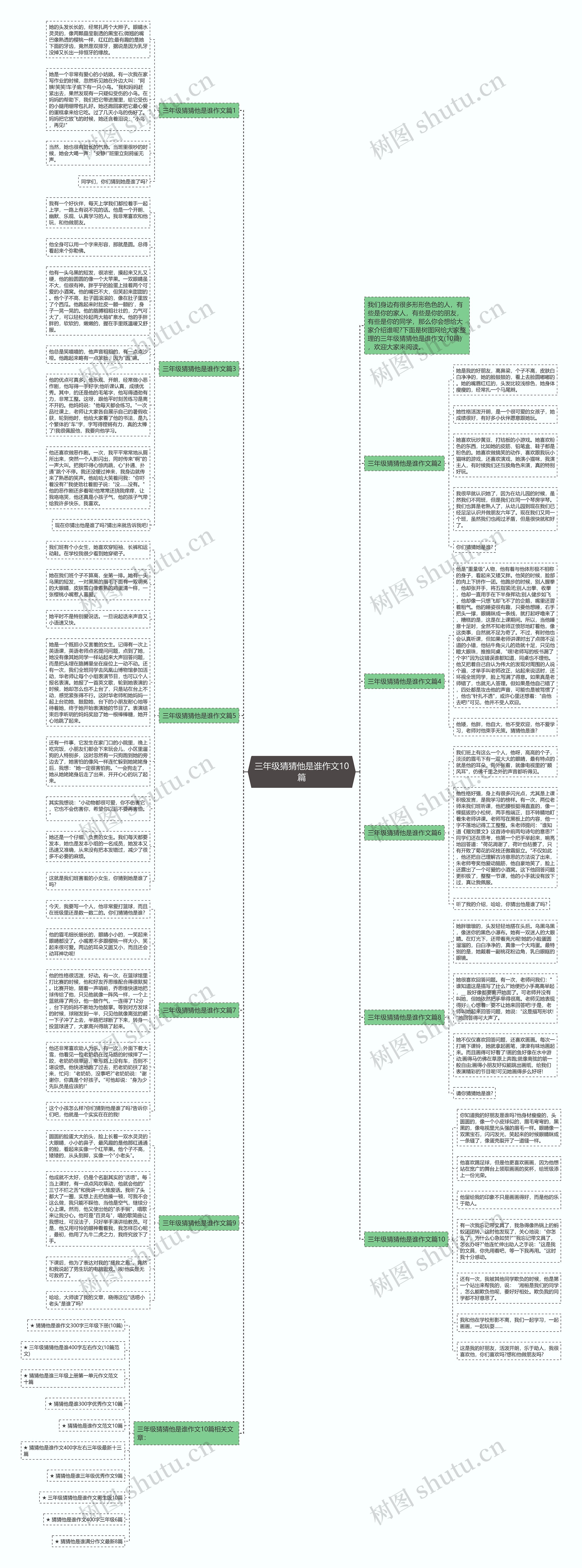 三年级猜猜他是谁作文10篇思维导图