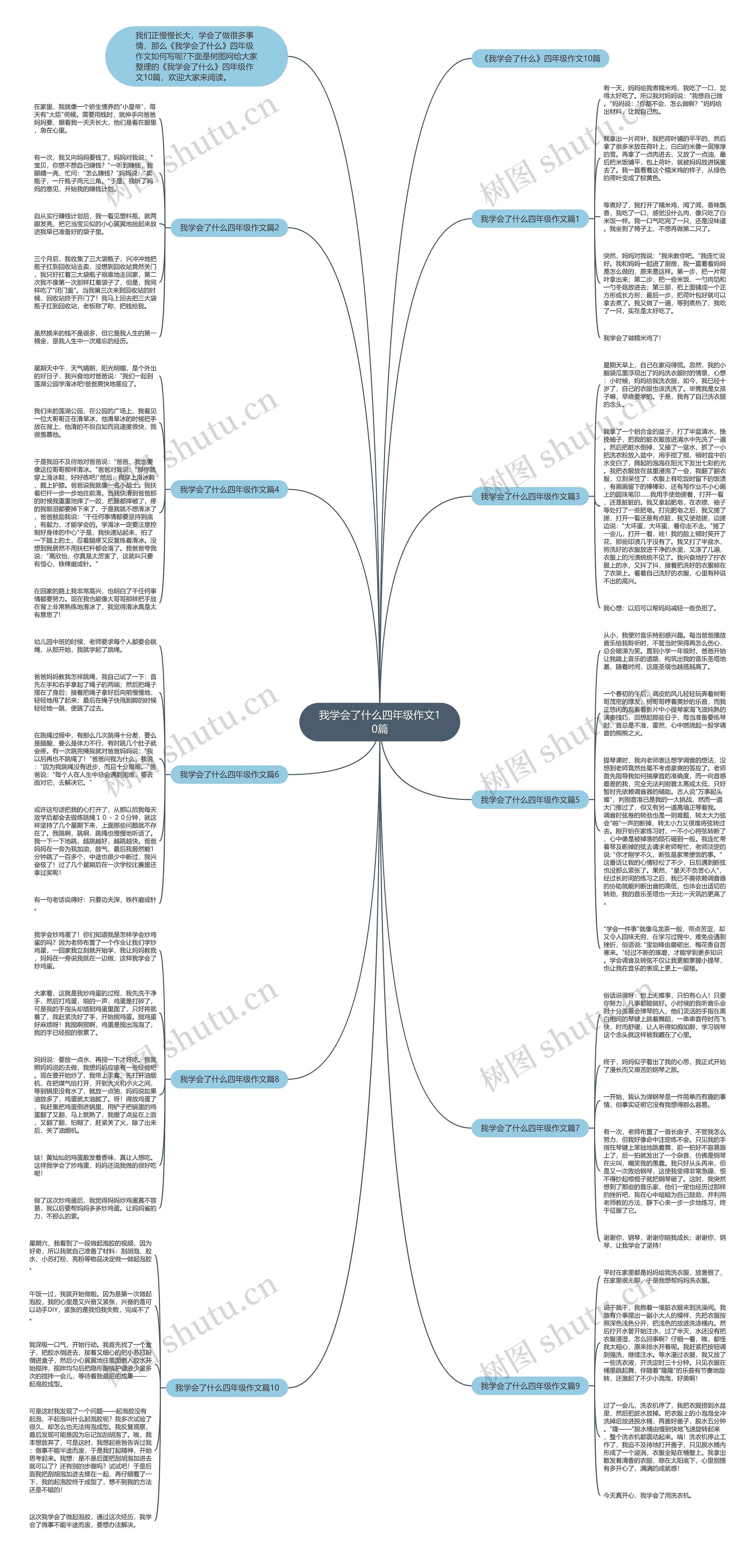 我学会了什么四年级作文10篇思维导图
