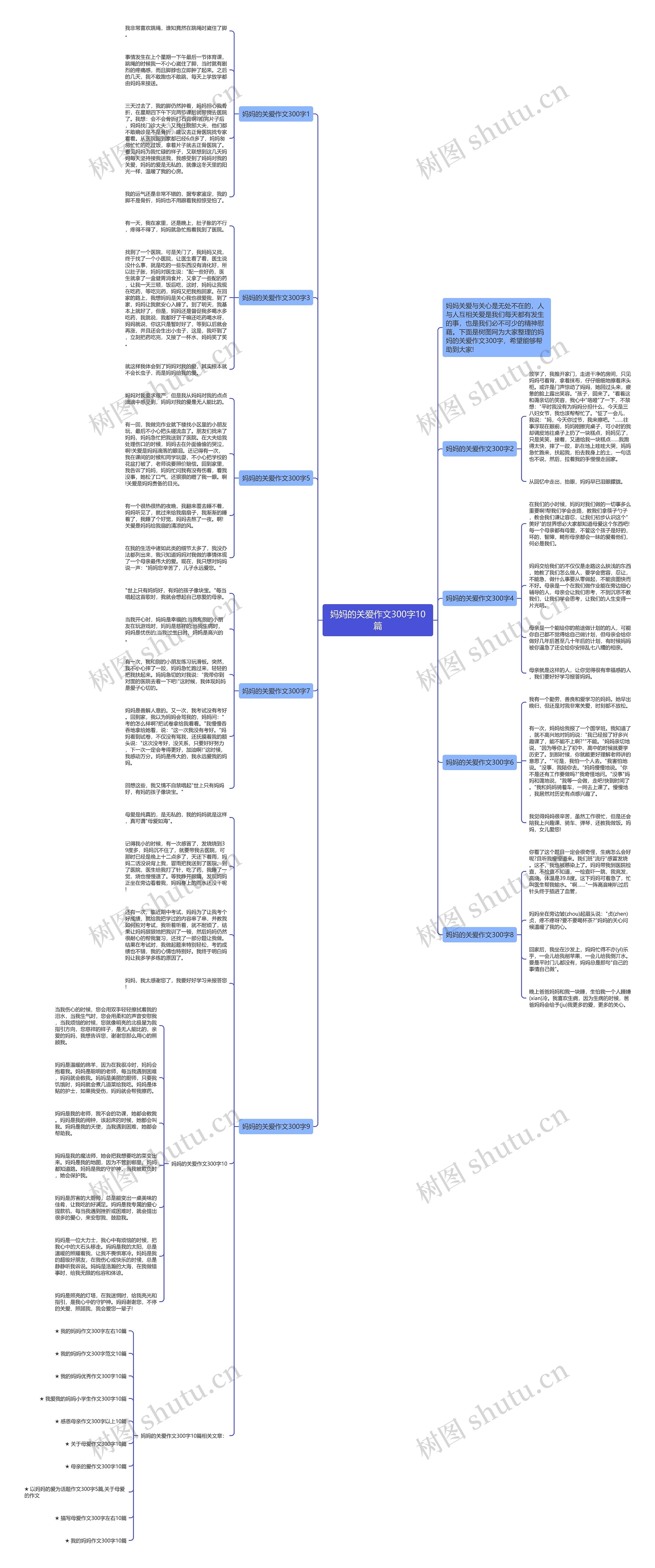妈妈的关爱作文300字10篇思维导图
