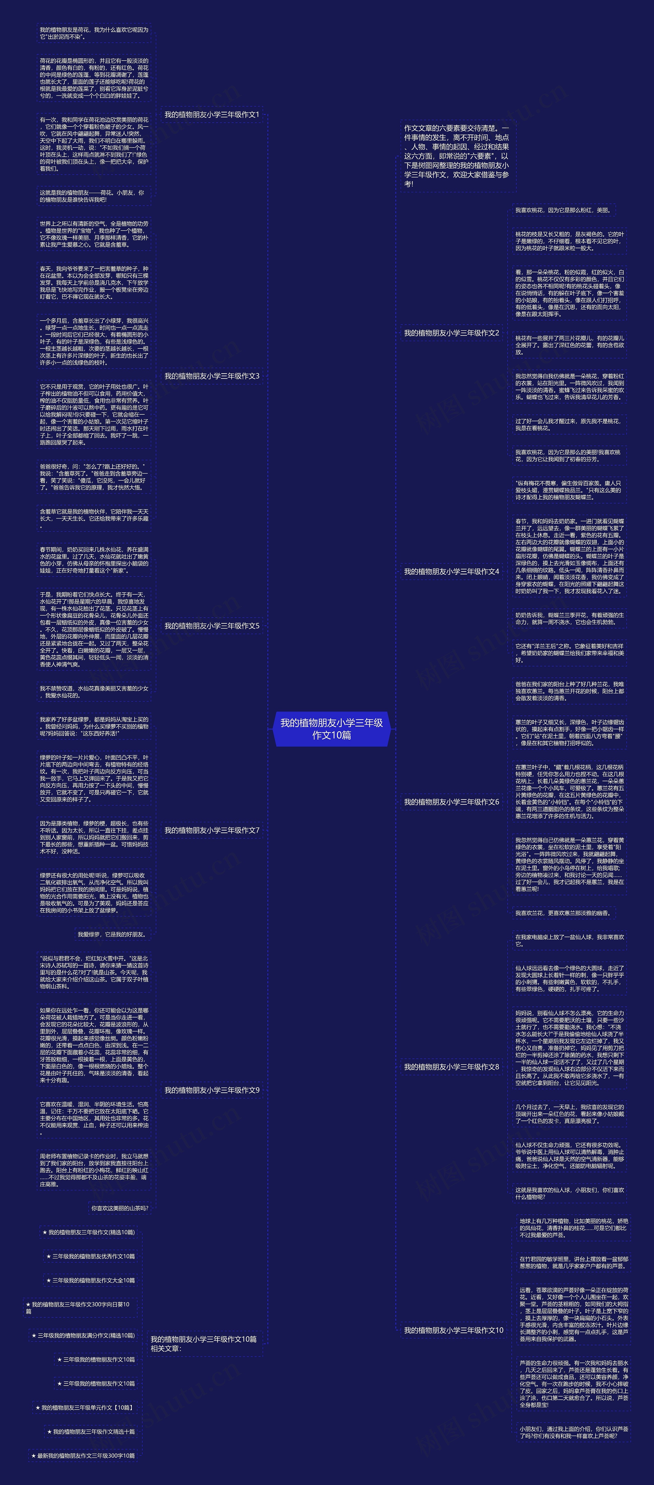 我的植物朋友小学三年级作文10篇思维导图