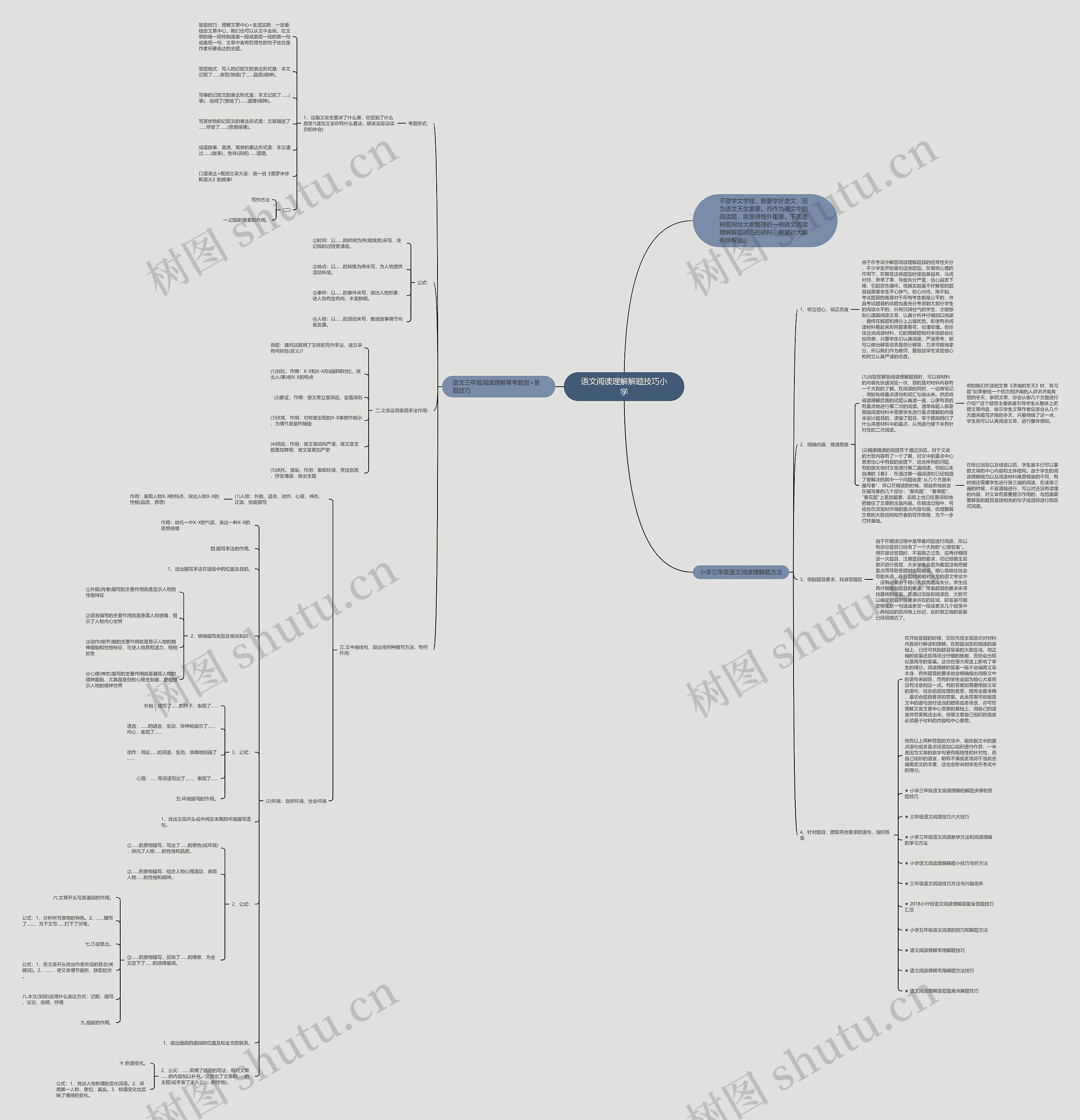 语文阅读理解解题技巧小学思维导图
