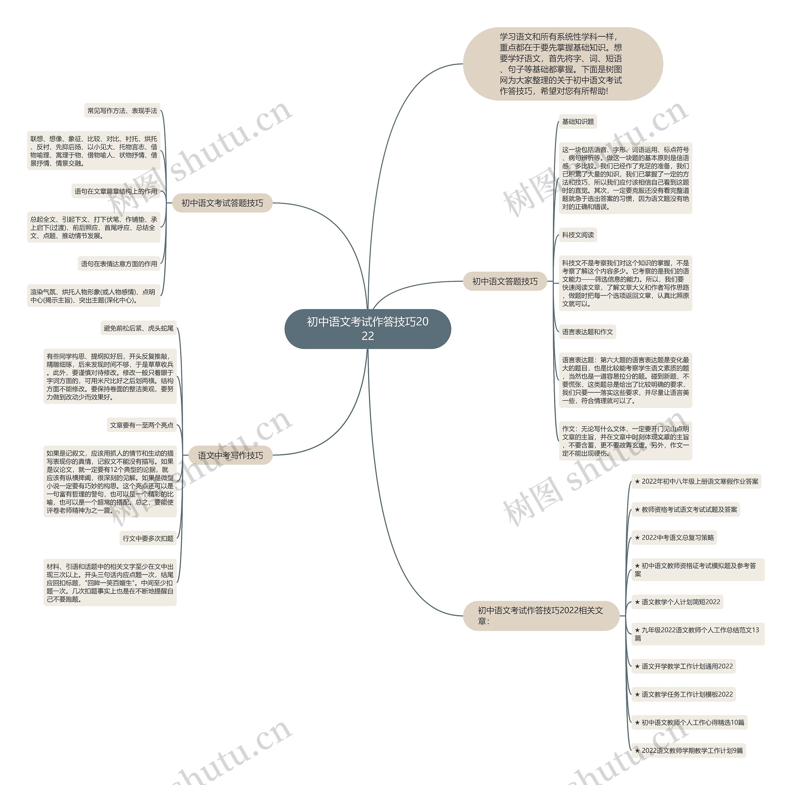 初中语文考试作答技巧2022思维导图