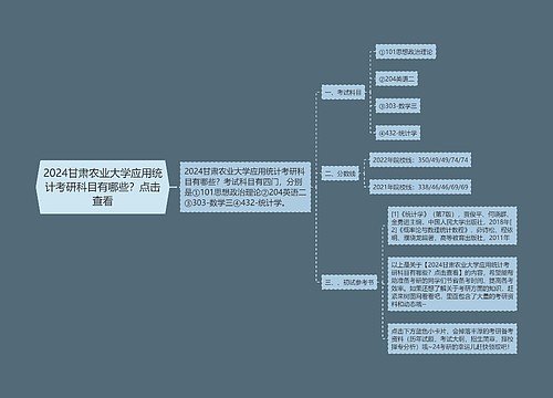 2024甘肃农业大学应用统计考研科目有哪些？点击查看