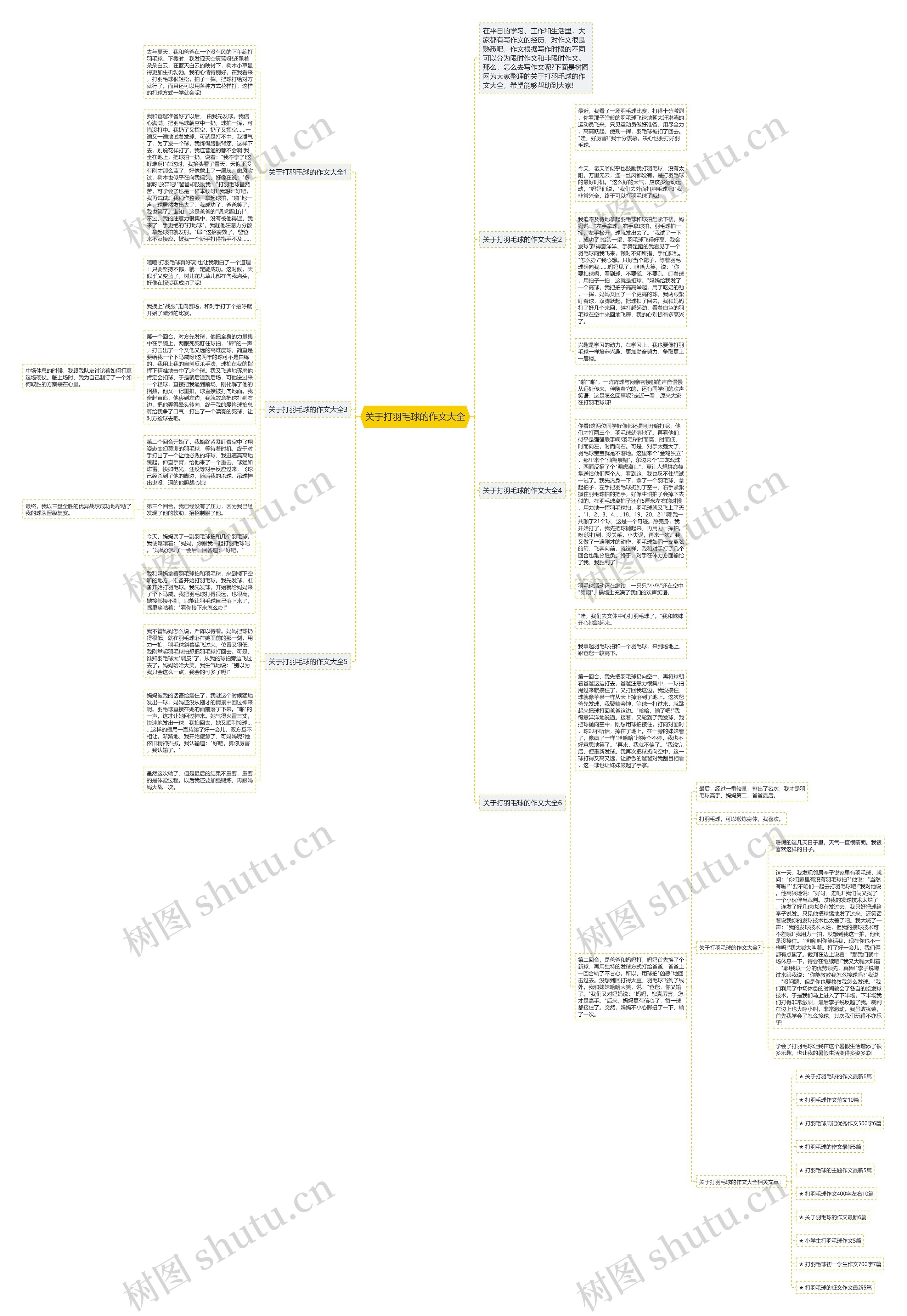 关于打羽毛球的作文大全思维导图