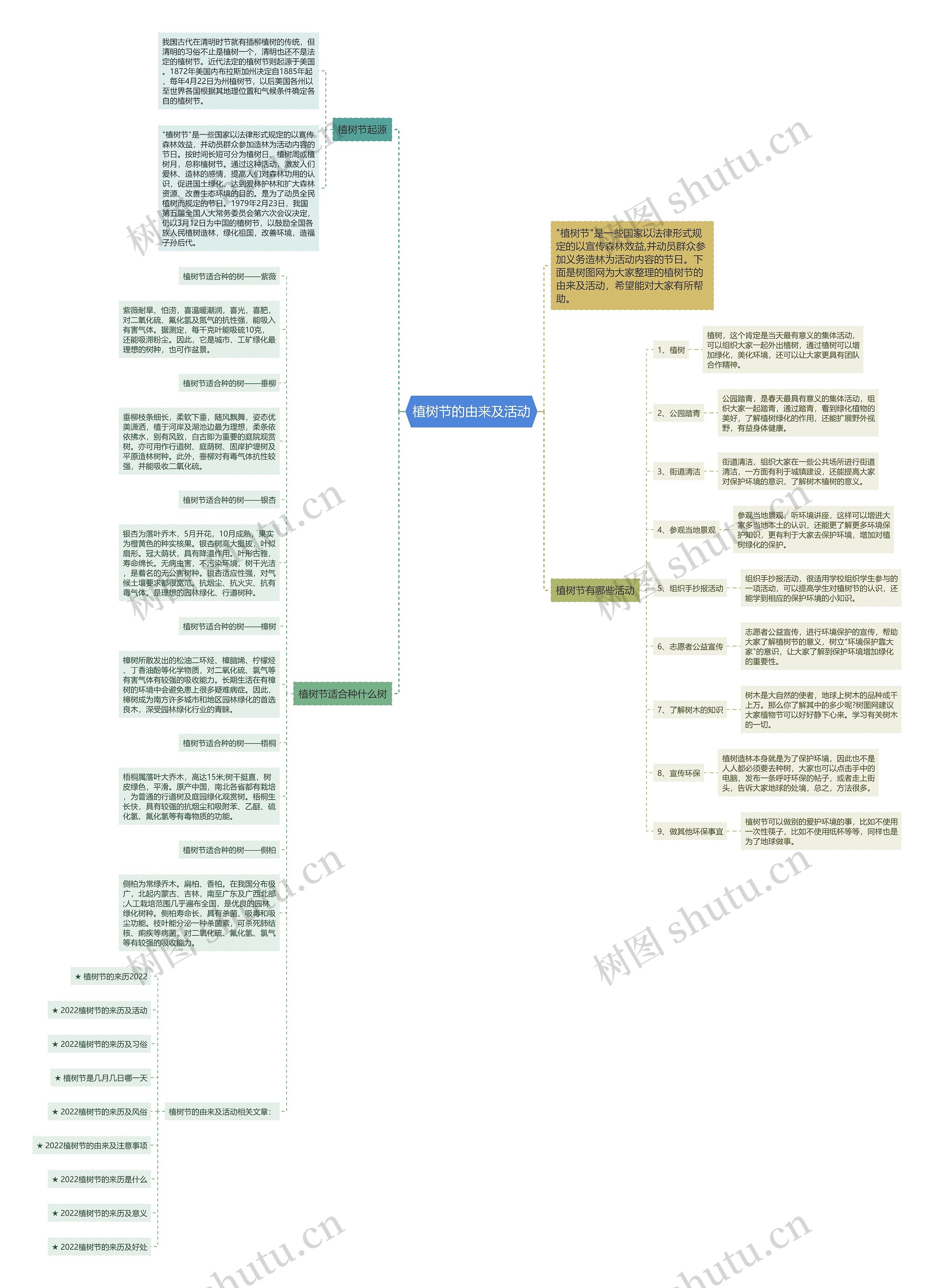植树节的由来及活动思维导图