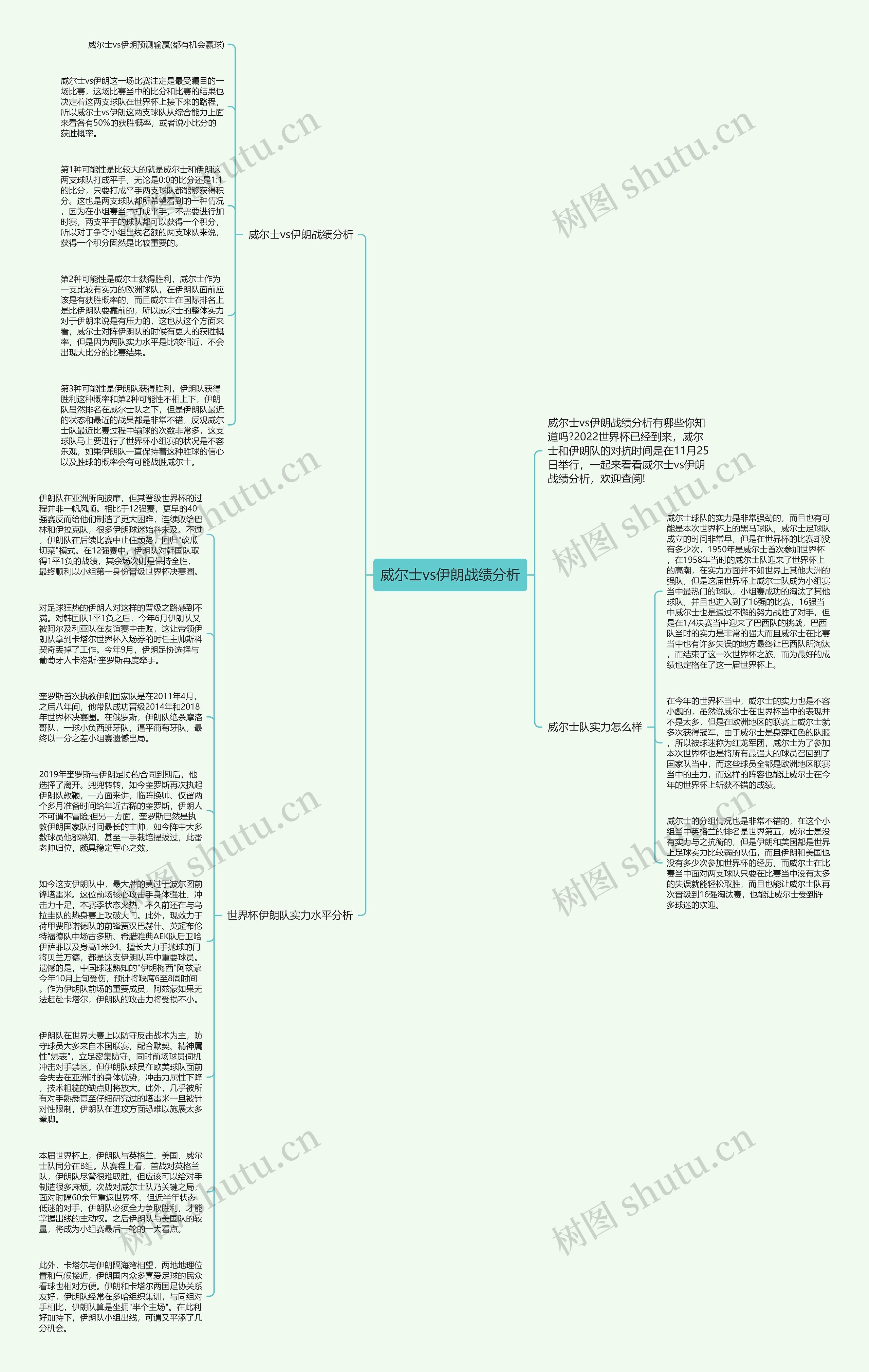 威尔士vs伊朗战绩分析思维导图