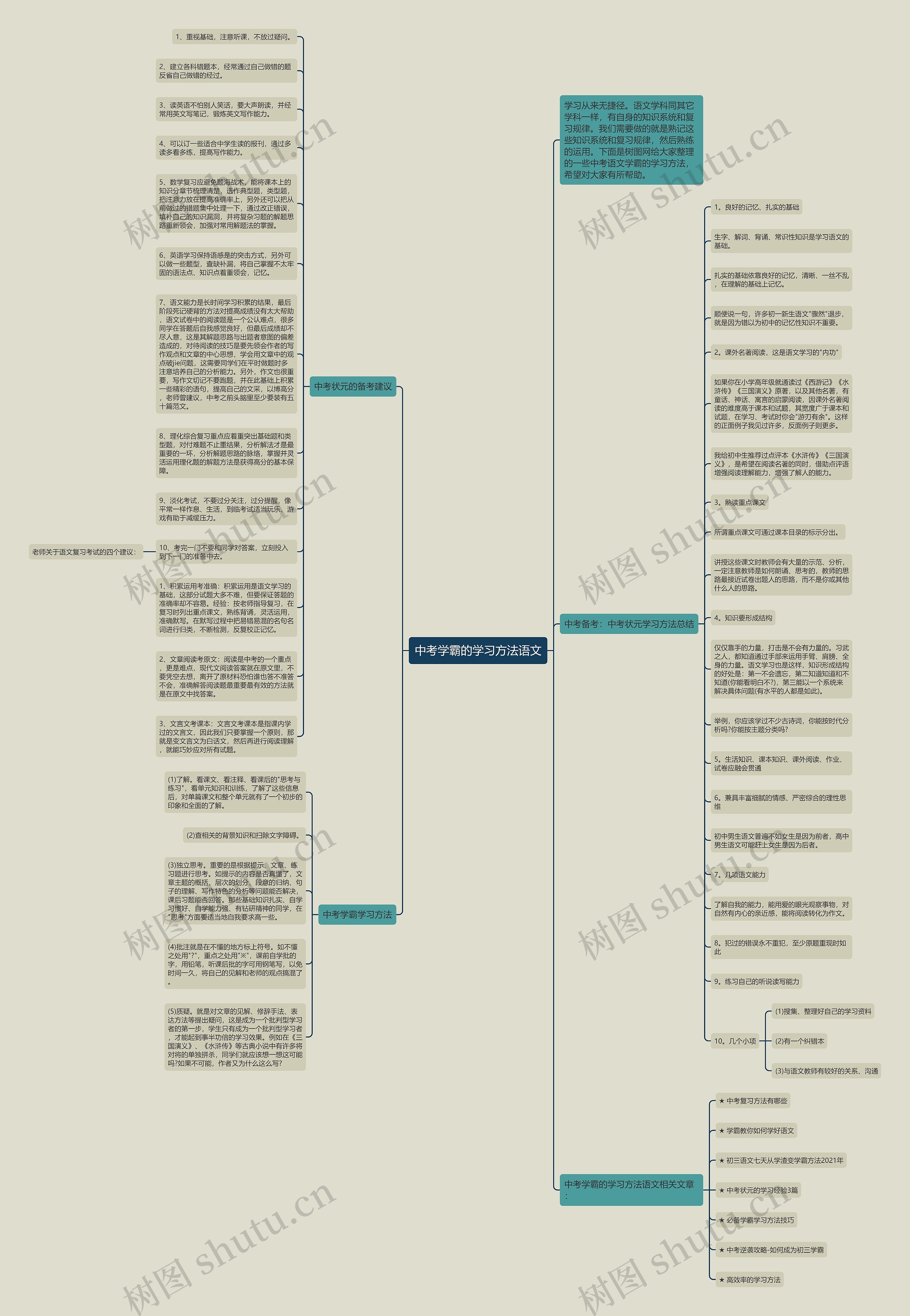 中考学霸的学习方法语文思维导图