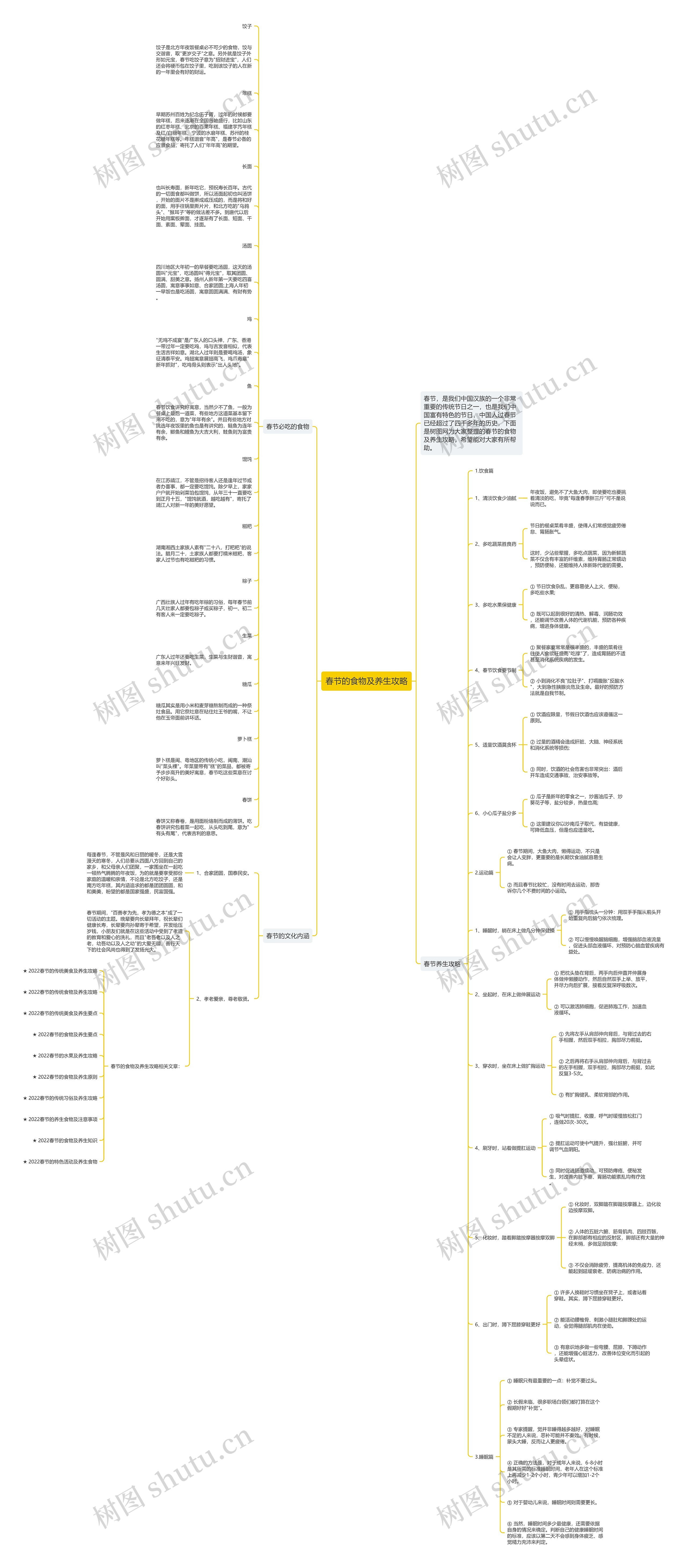春节的食物及养生攻略思维导图高清图 春节的食物及养生攻略思维导图