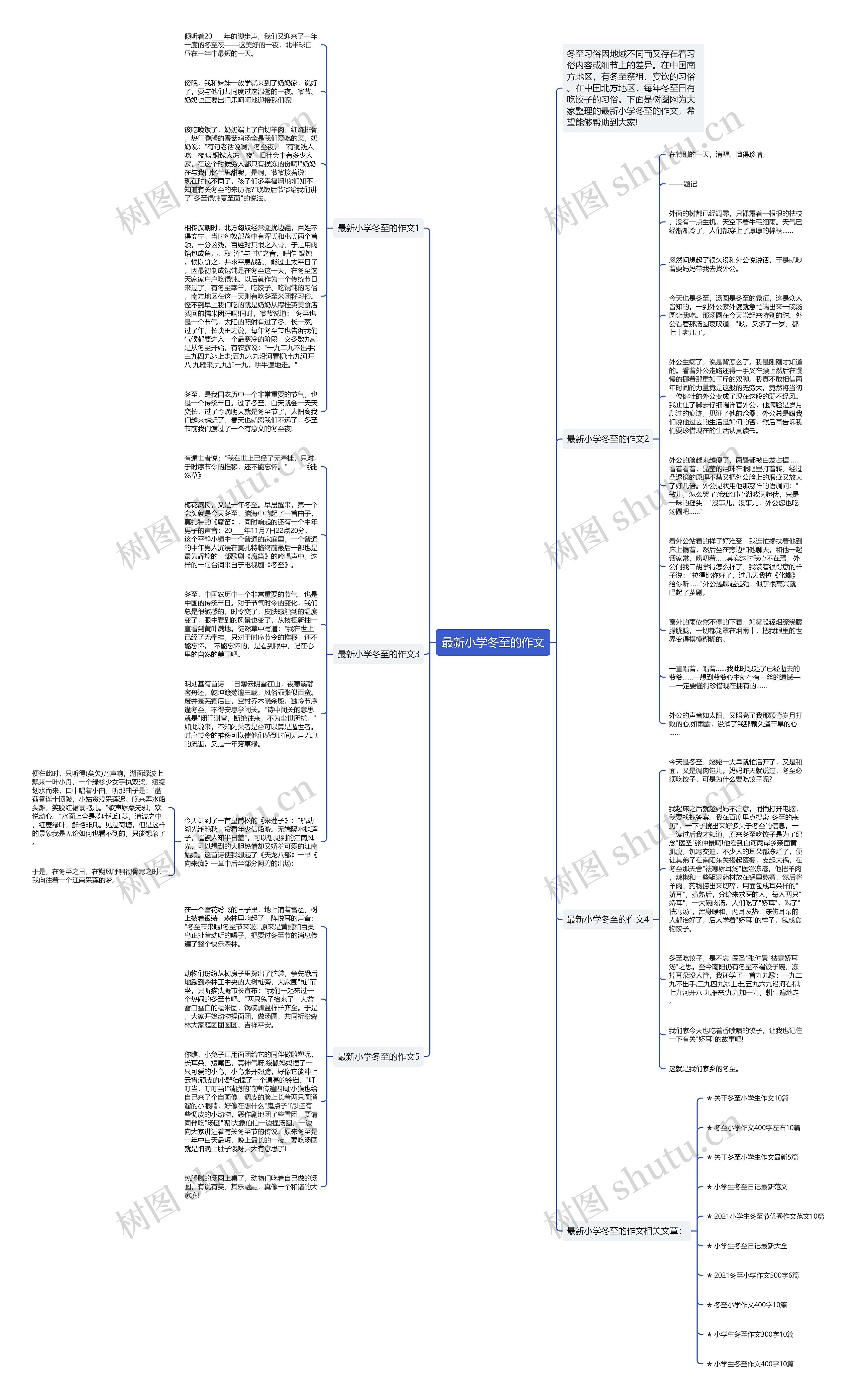 最新小学冬至的作文思维导图