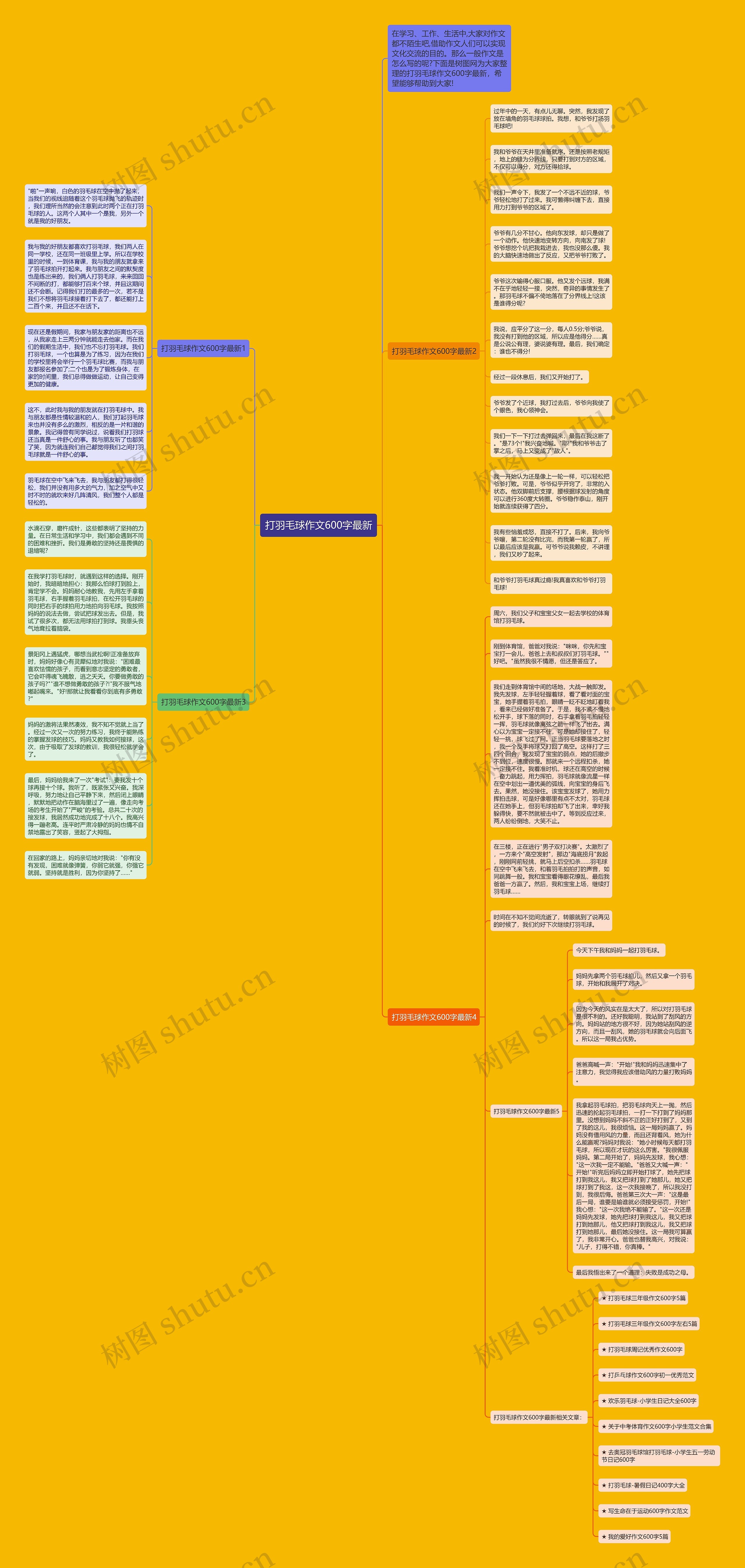 打羽毛球作文600字最新思维导图